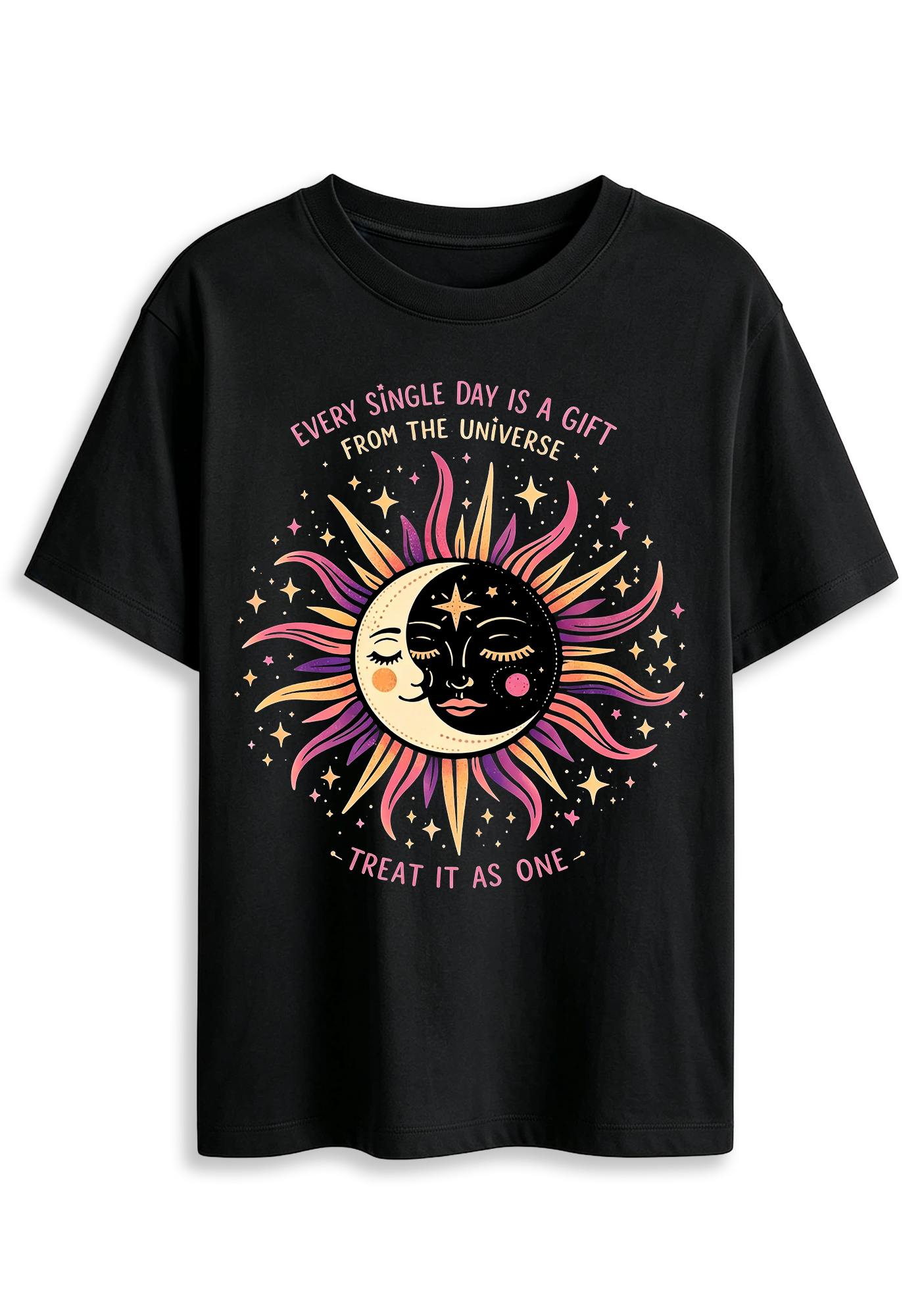 Sun And Moon Face Celestial Is A Gift From The Universe Graphic T-Shirt