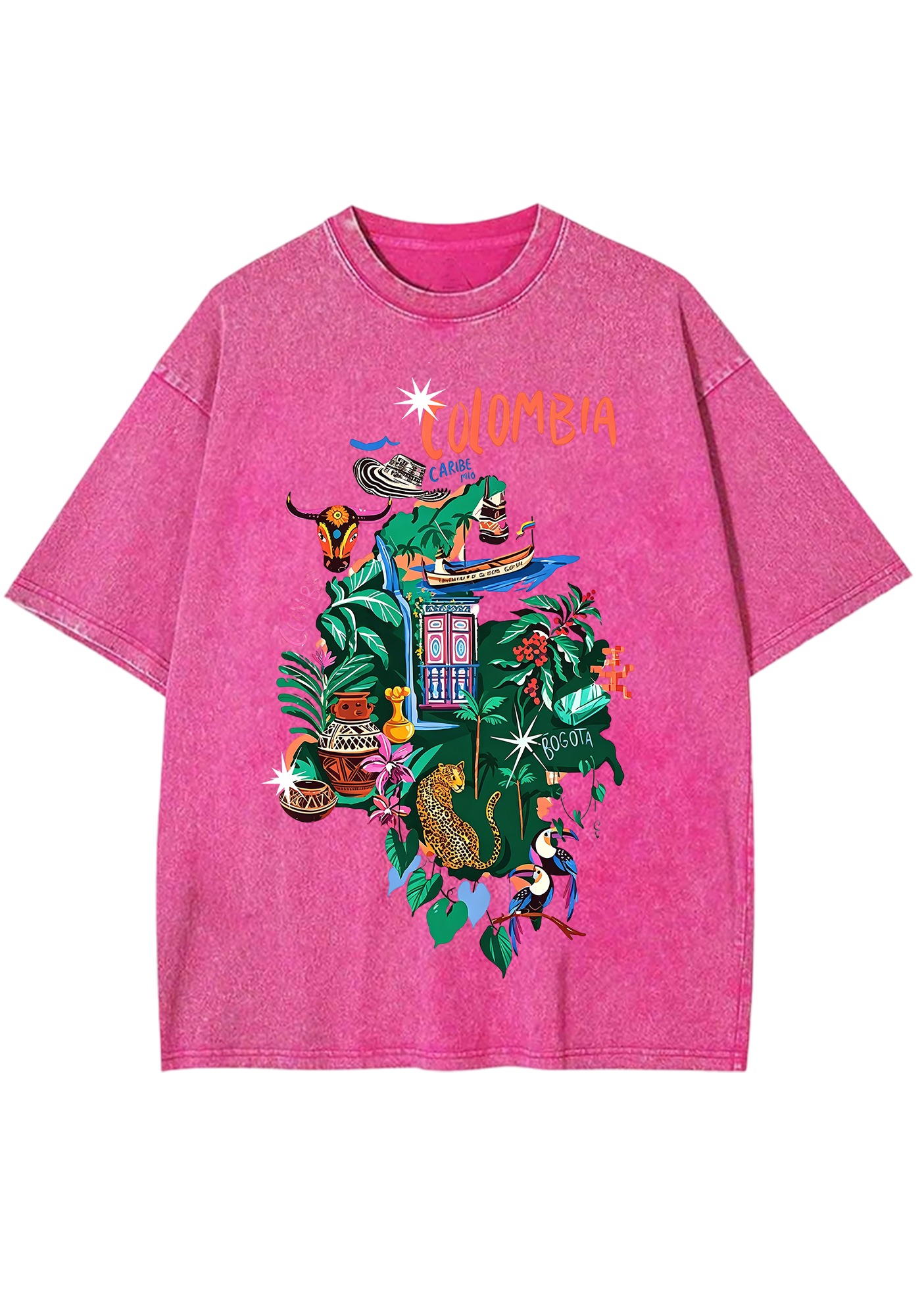 Colombia Tropical Cultural Map Washed Tee