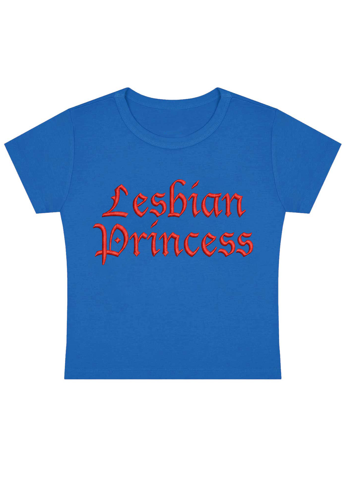 Lesbian Princess Embroidery Y2K Baby Tee