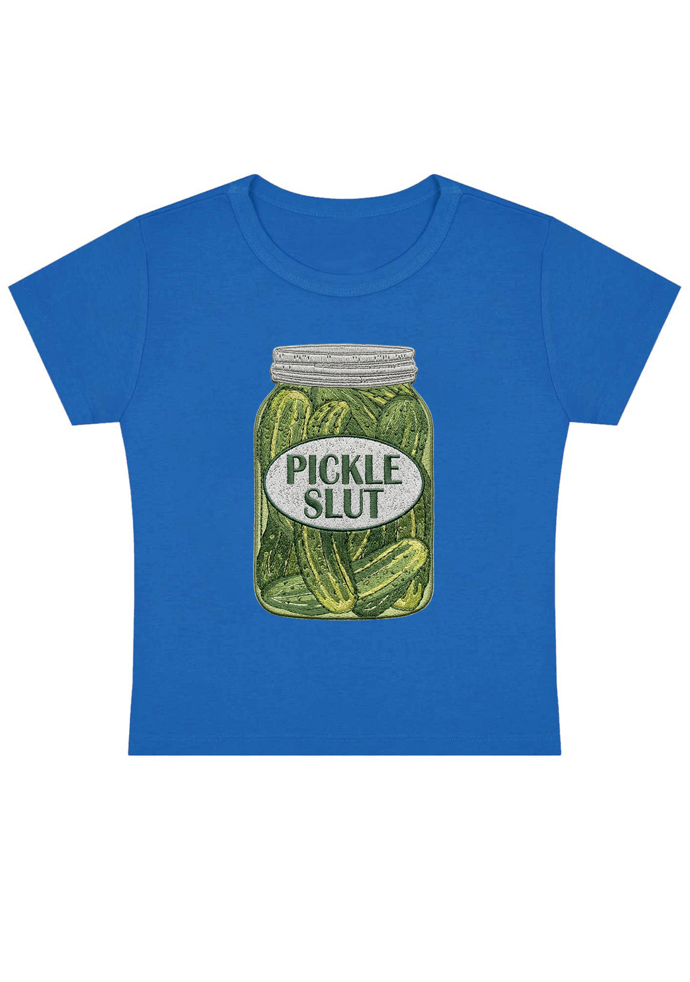 Pickle SlXt Embroidery Y2K Baby Tee