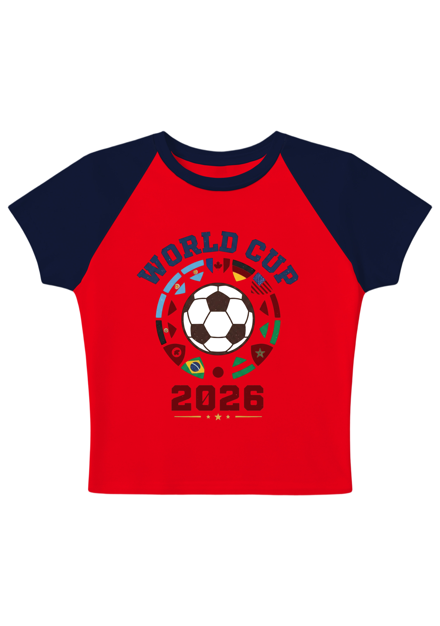 [Copy]USA Mexico Canada World Cup Splicing Y2K Baby Tee