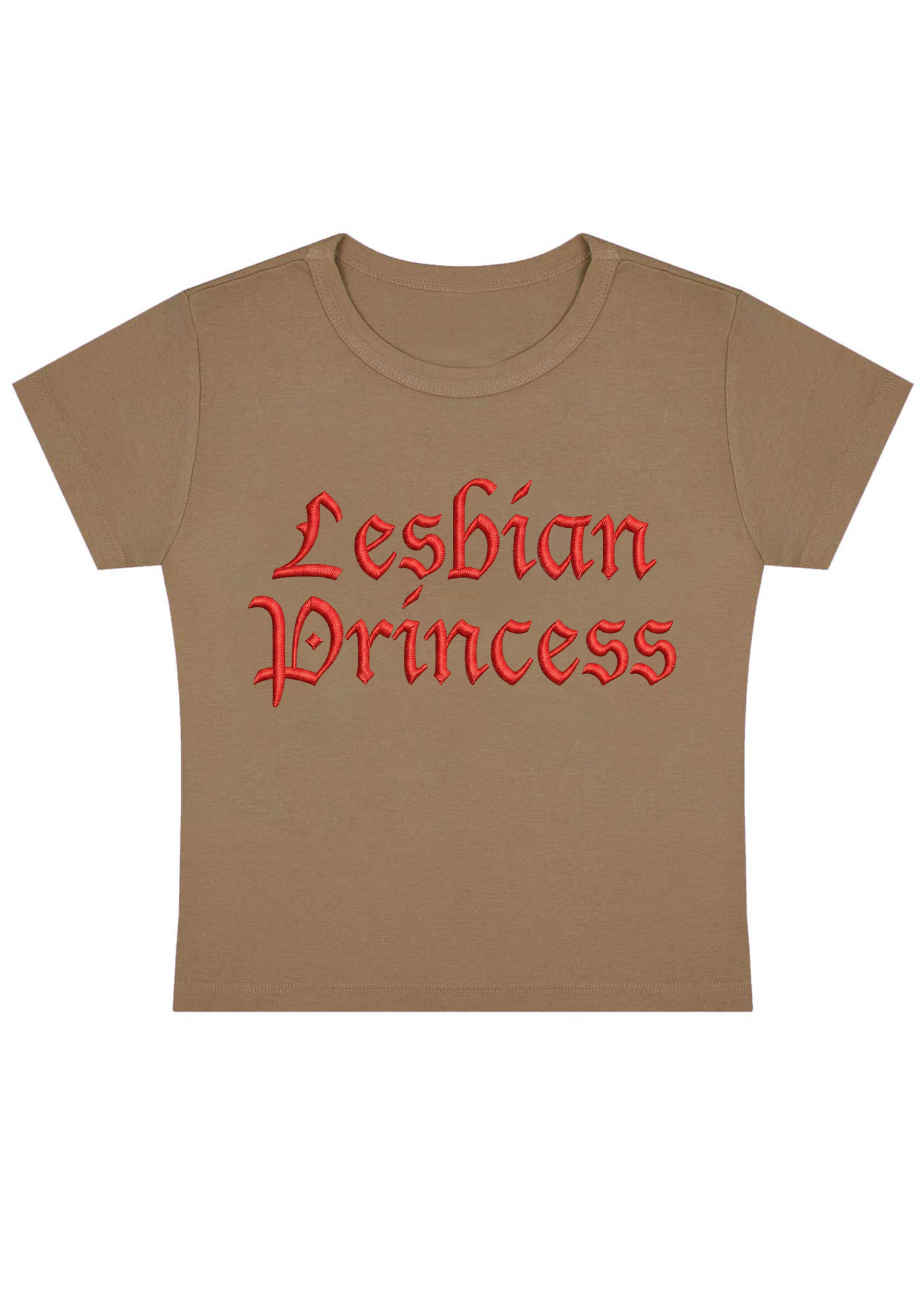 Lesbian Princess Embroidery Y2K Baby Tee