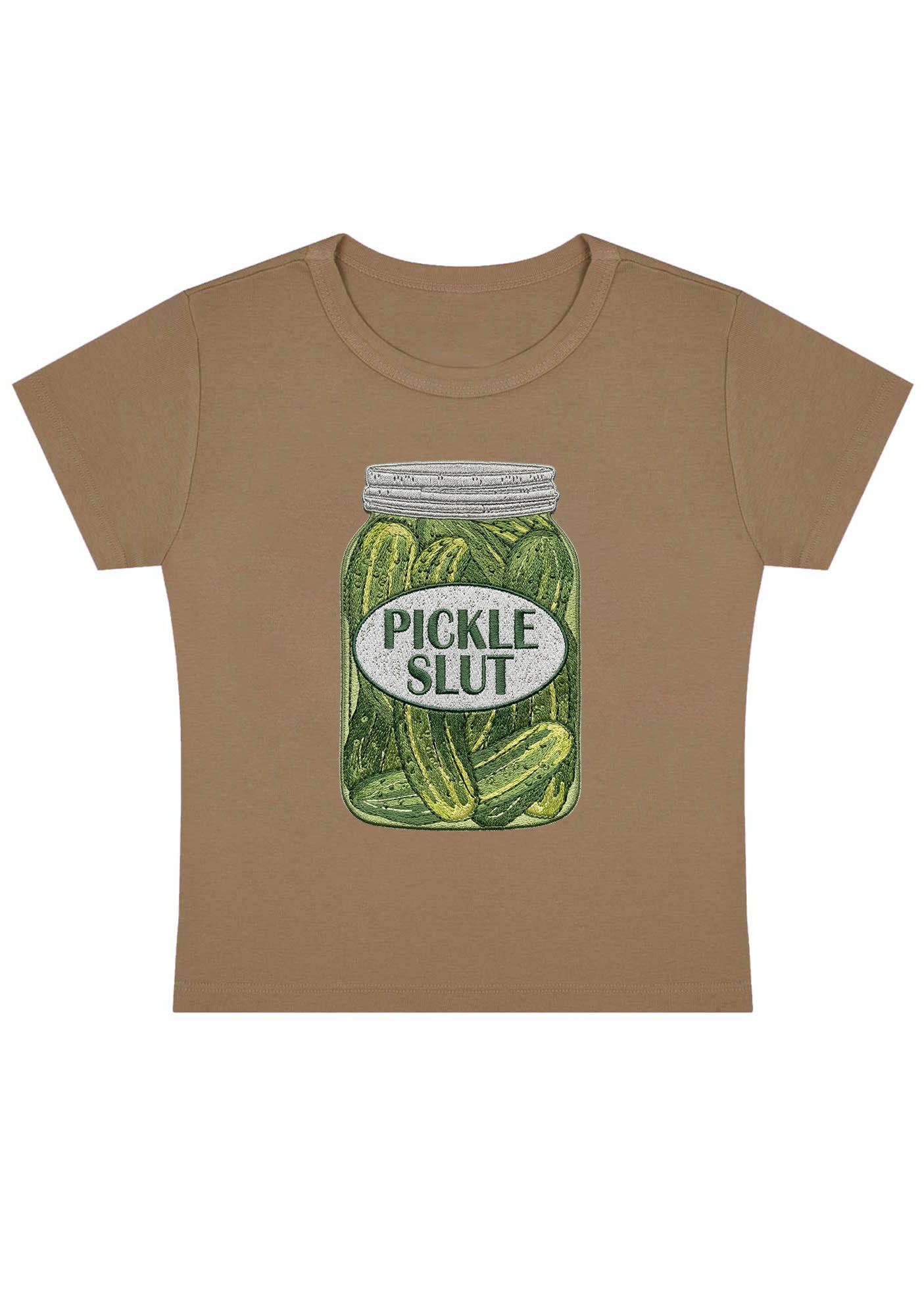 Pickle SlXt Embroidery Y2K Baby Tee
