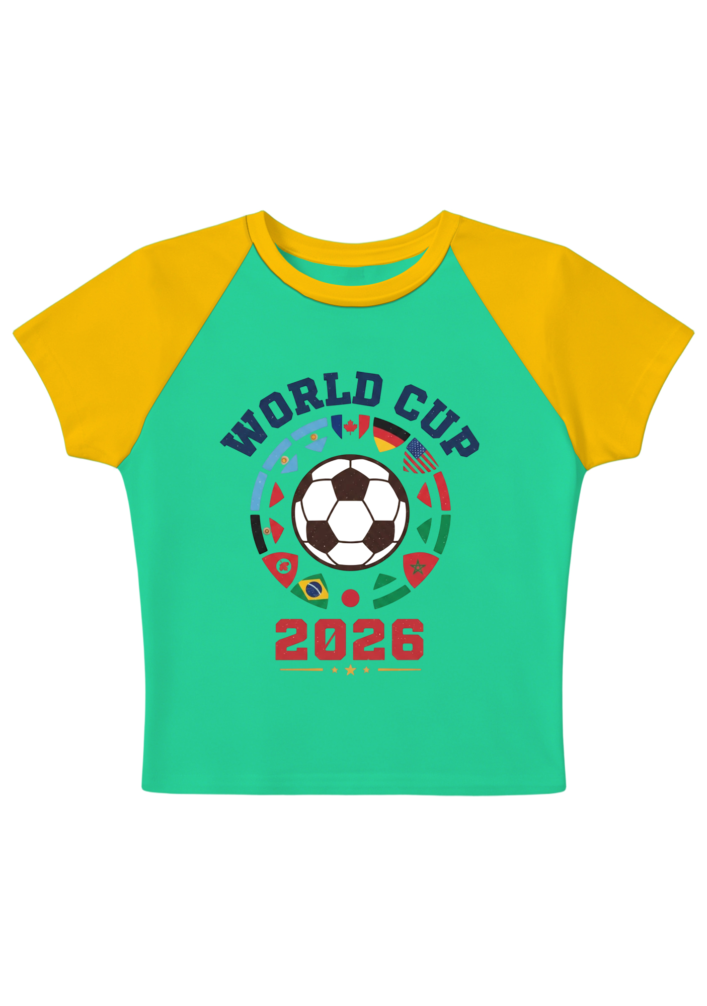[Copy]USA Mexico Canada World Cup Splicing Y2K Baby Tee