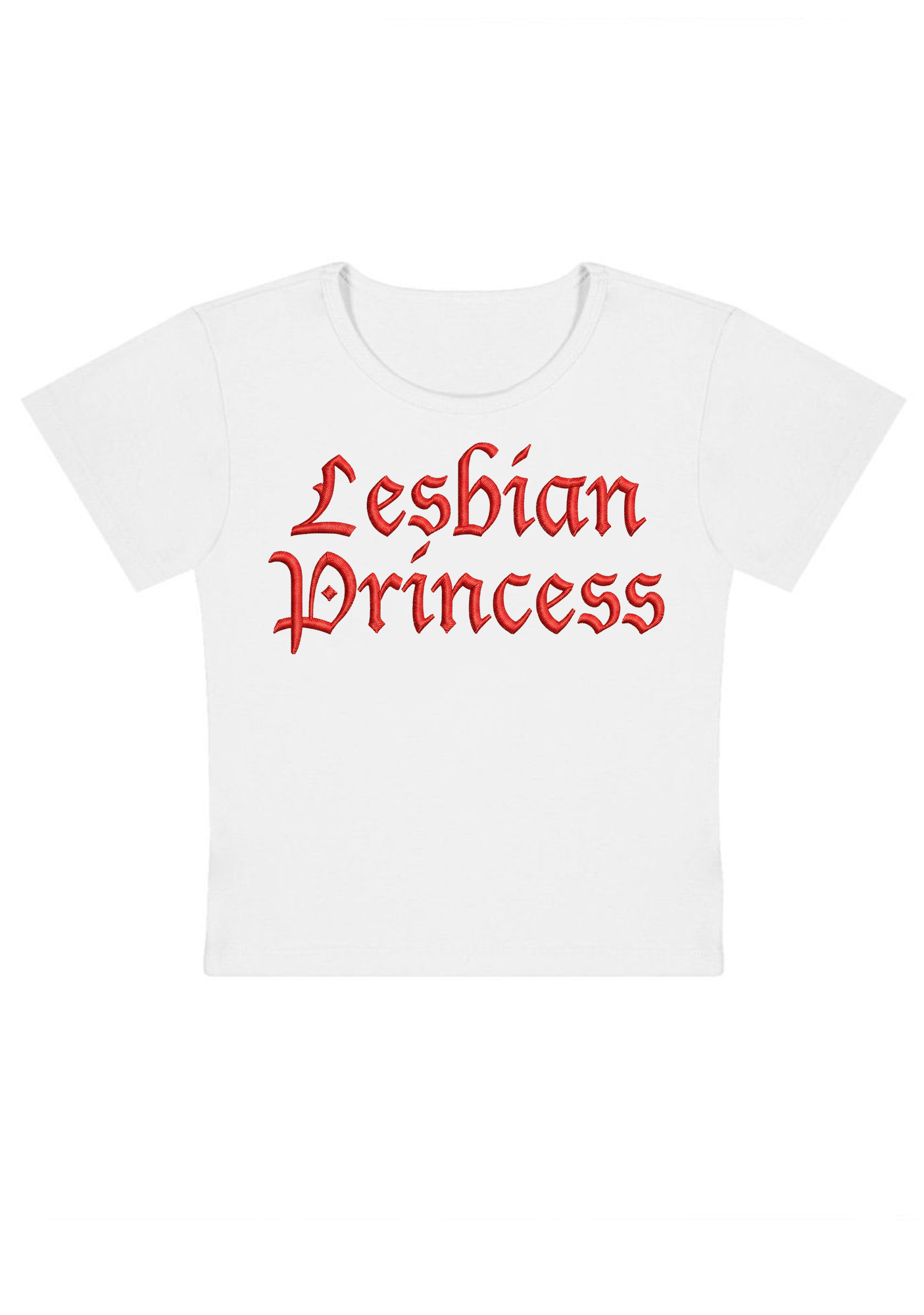 Lesbian Princess Embroidery Y2K Baby Tee