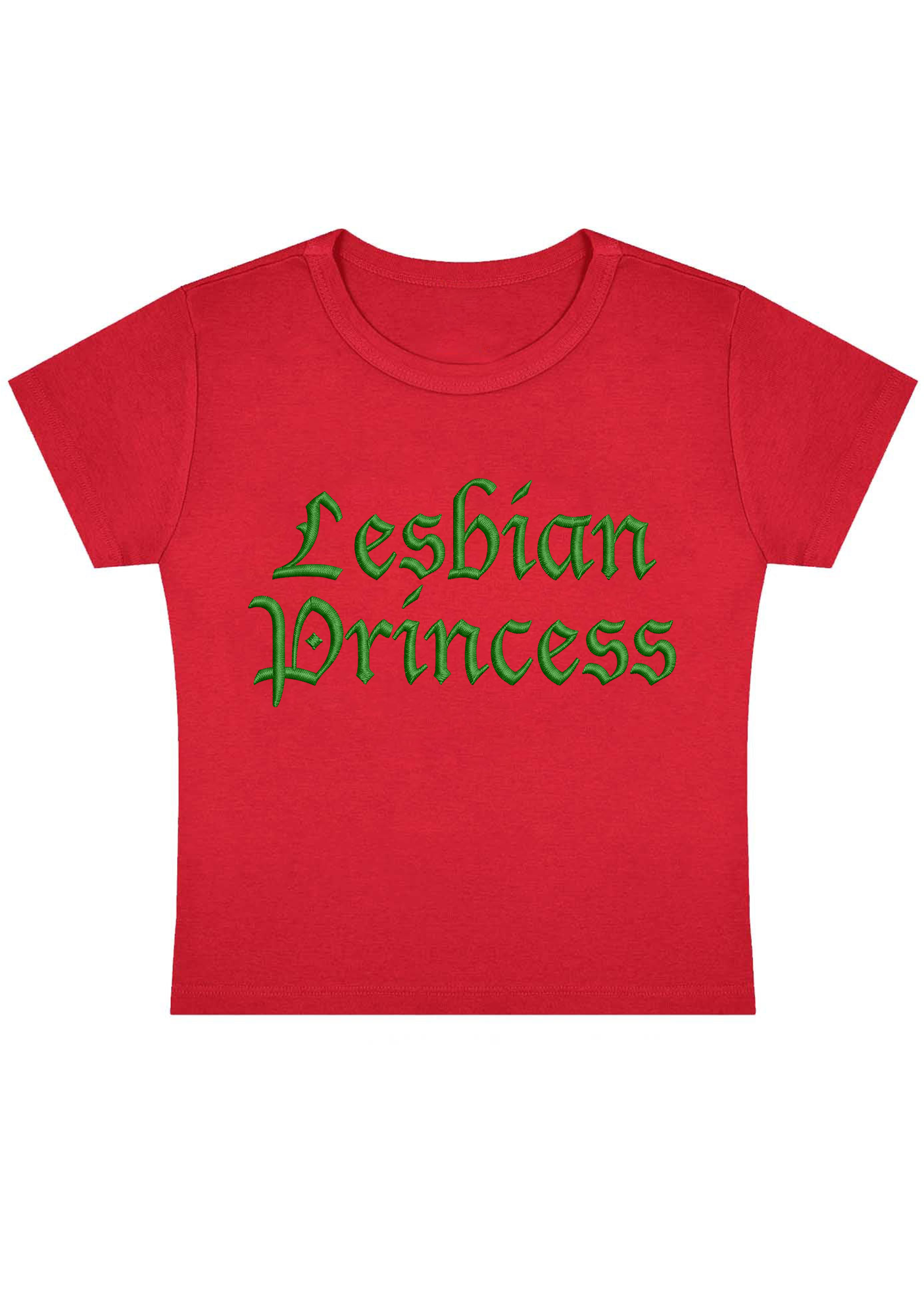 Lesbian Princess Embroidery Y2K Baby Tee