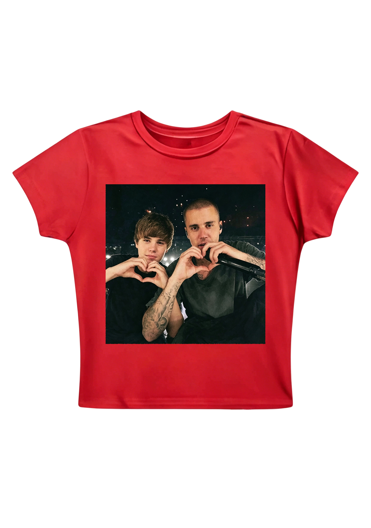 Retro Film Grain Justin Bieber Throwback Collage Y2K Baby Tee