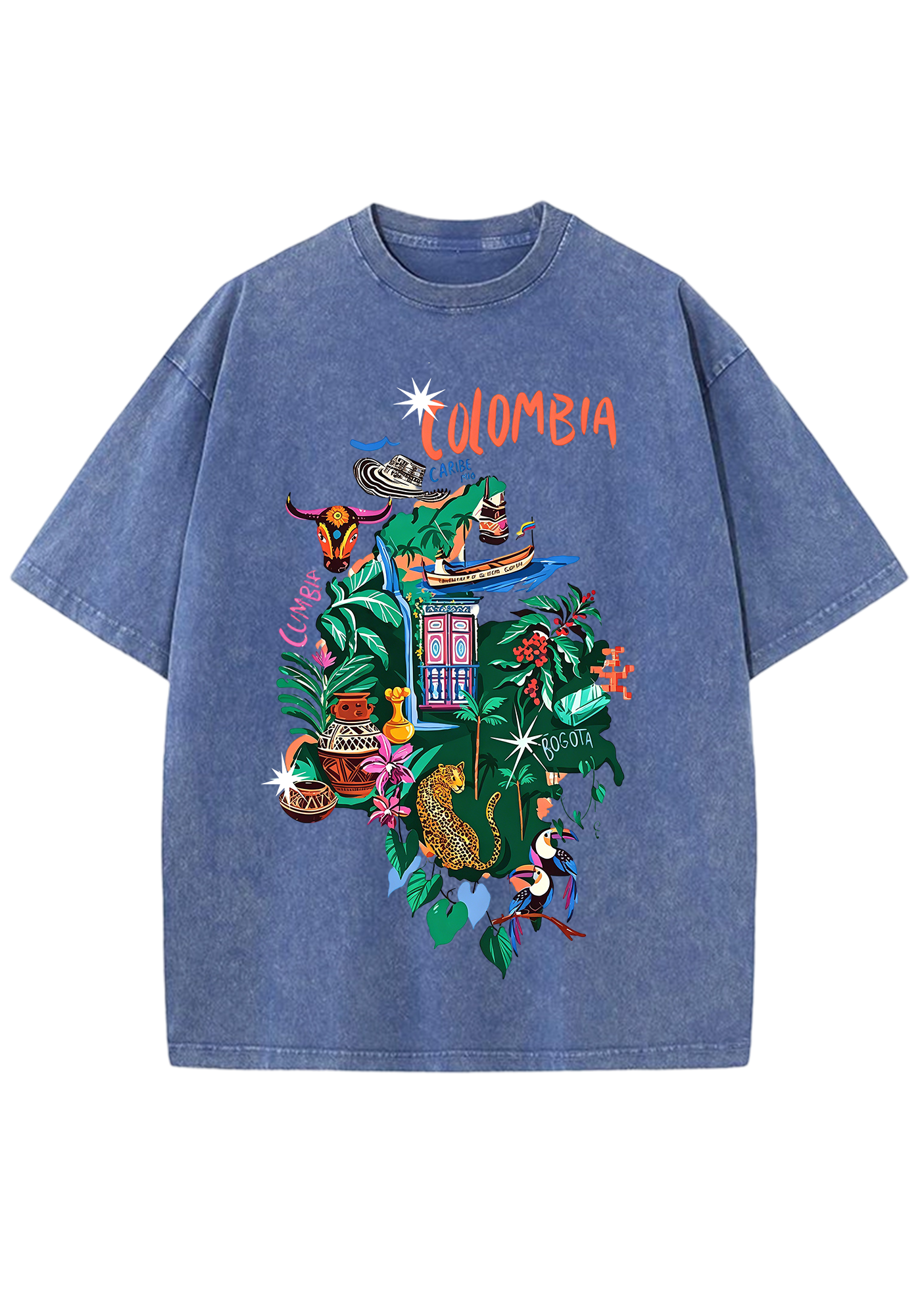 Colombia Tropical Cultural Map Washed Tee