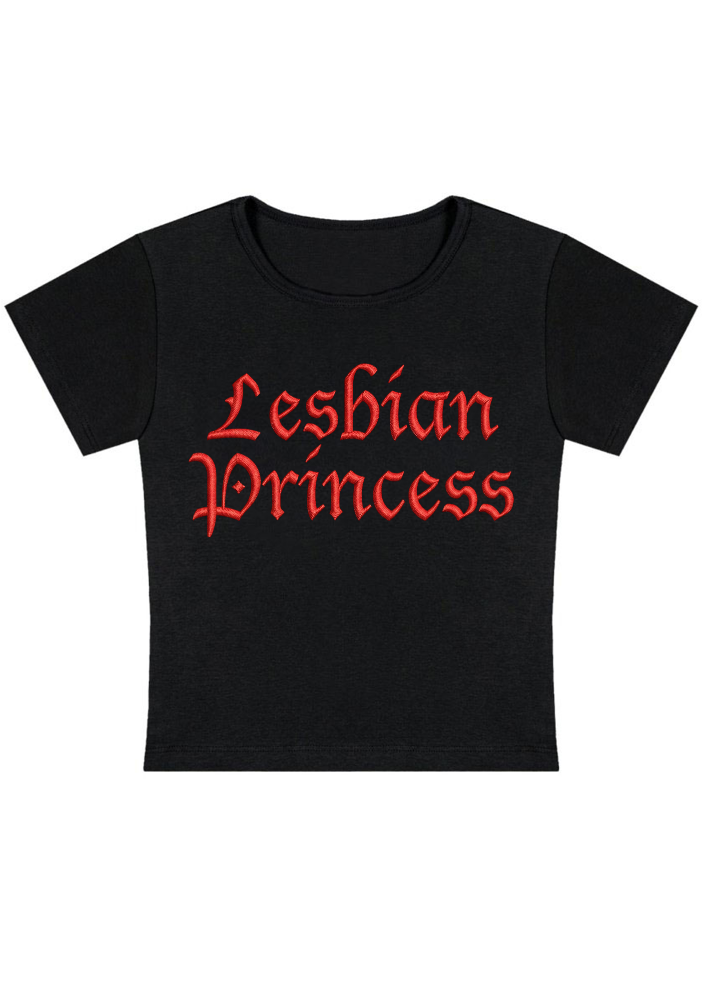 Lesbian Princess Embroidery Y2K Baby Tee