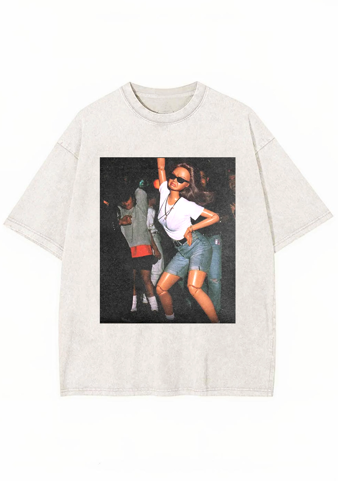 Vintage Party Dancing Barbie Sunglasses Y2K Washed Tee