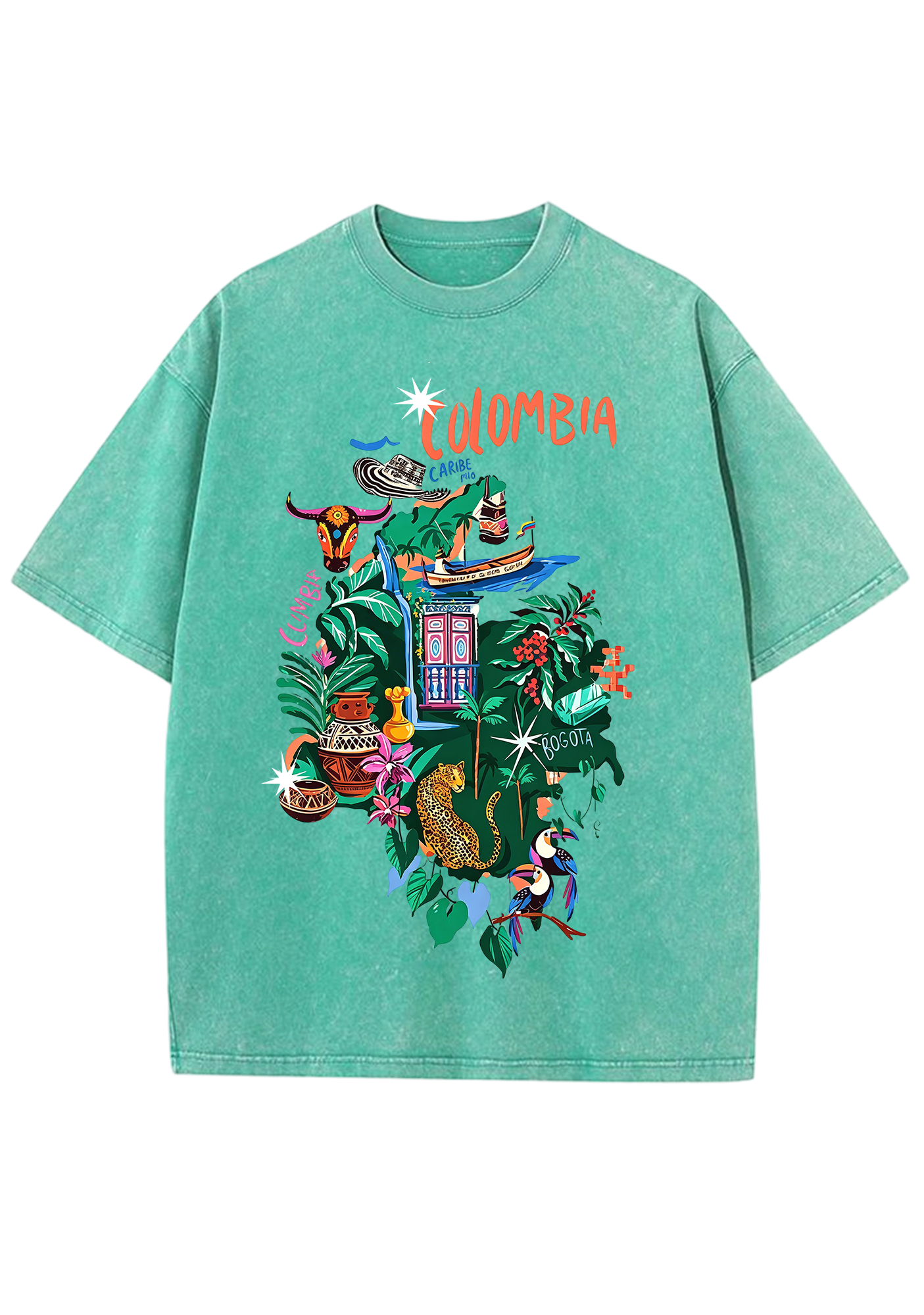 Colombia Tropical Cultural Map Washed Tee