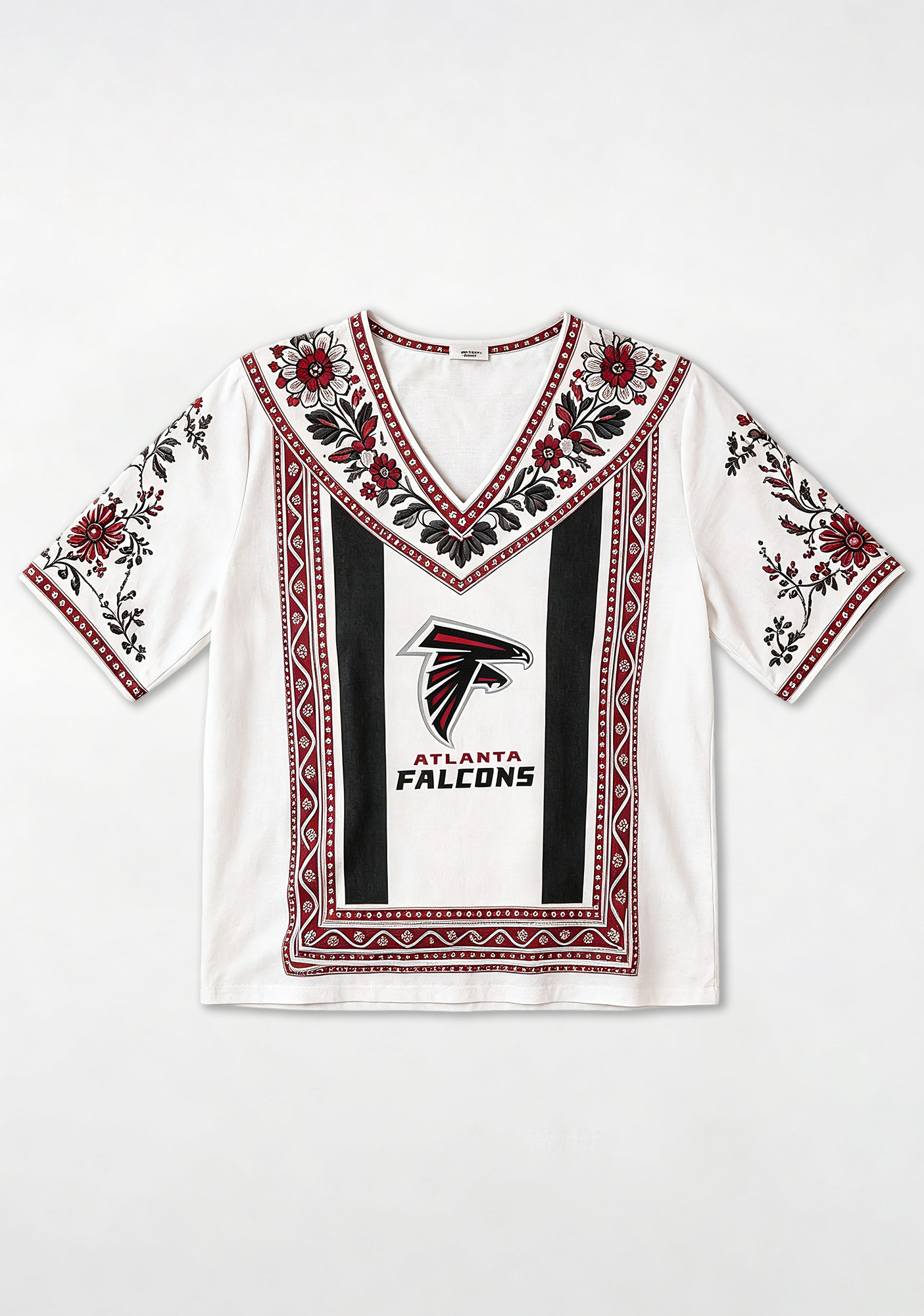 Boho Floral Atlanta Falcons V-Neck Blouse