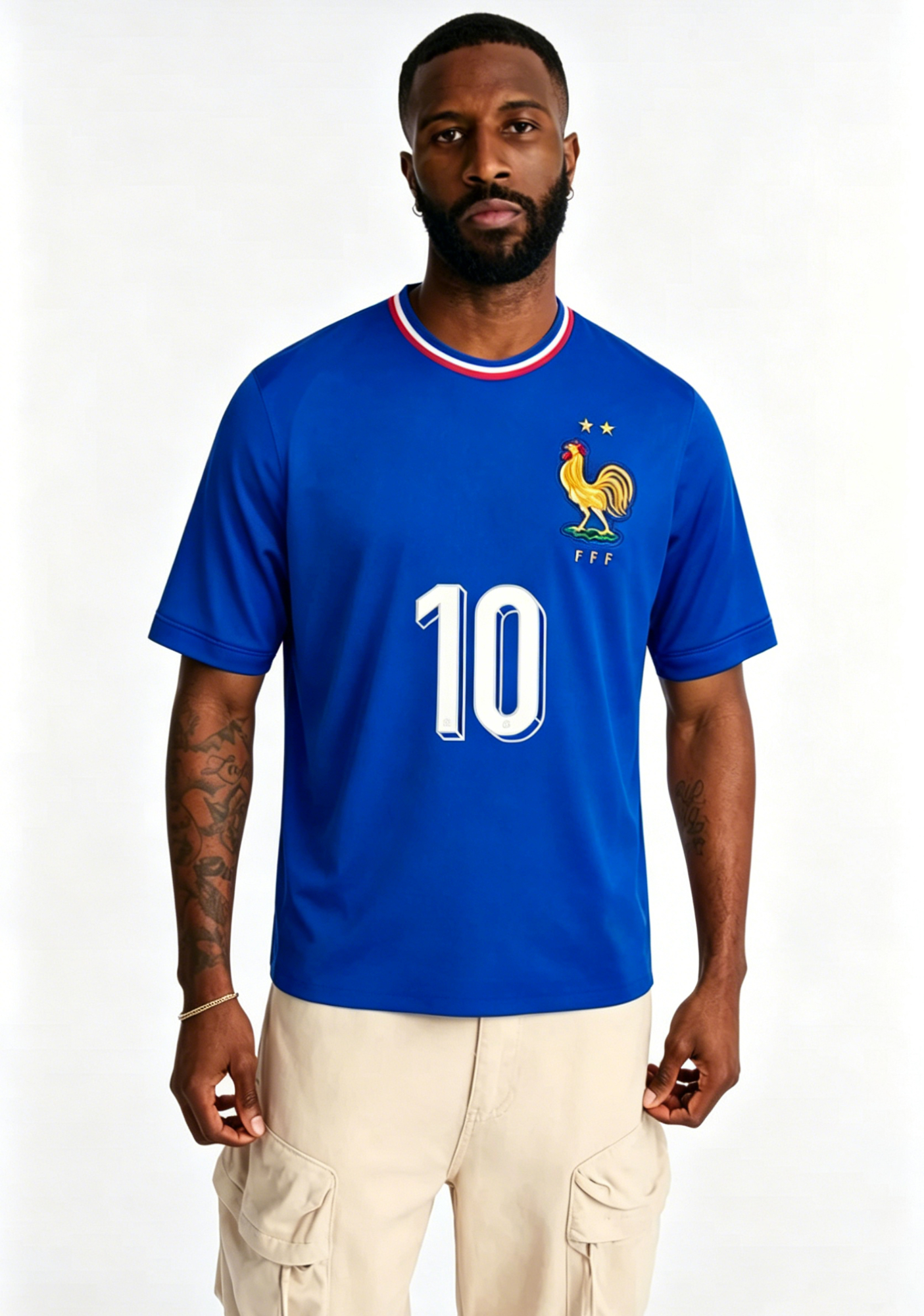Men's Blue France #10 Football Jersey Shirts