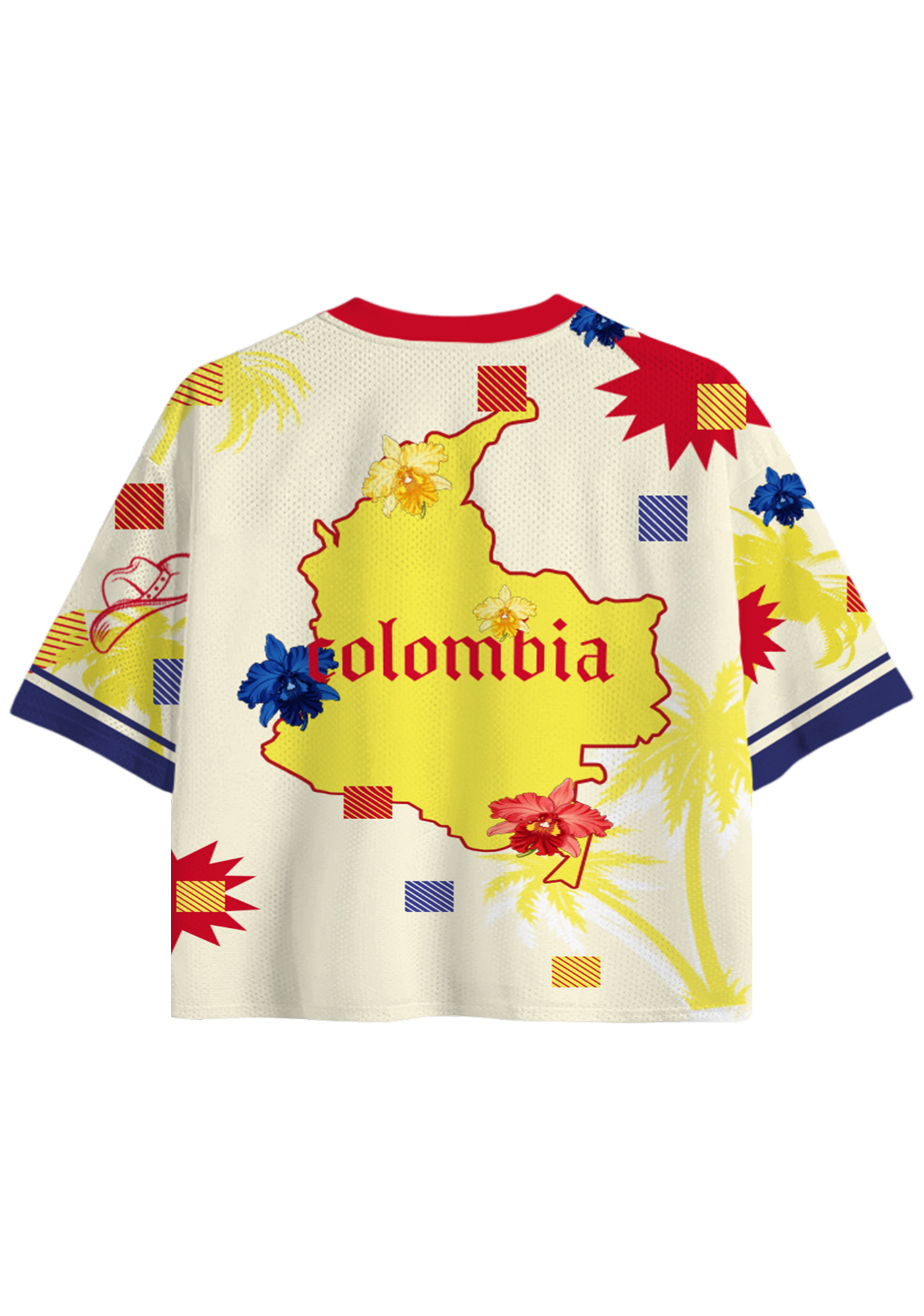 Tropical Colombia Country Map Cropped Mesh Jersey Shirt