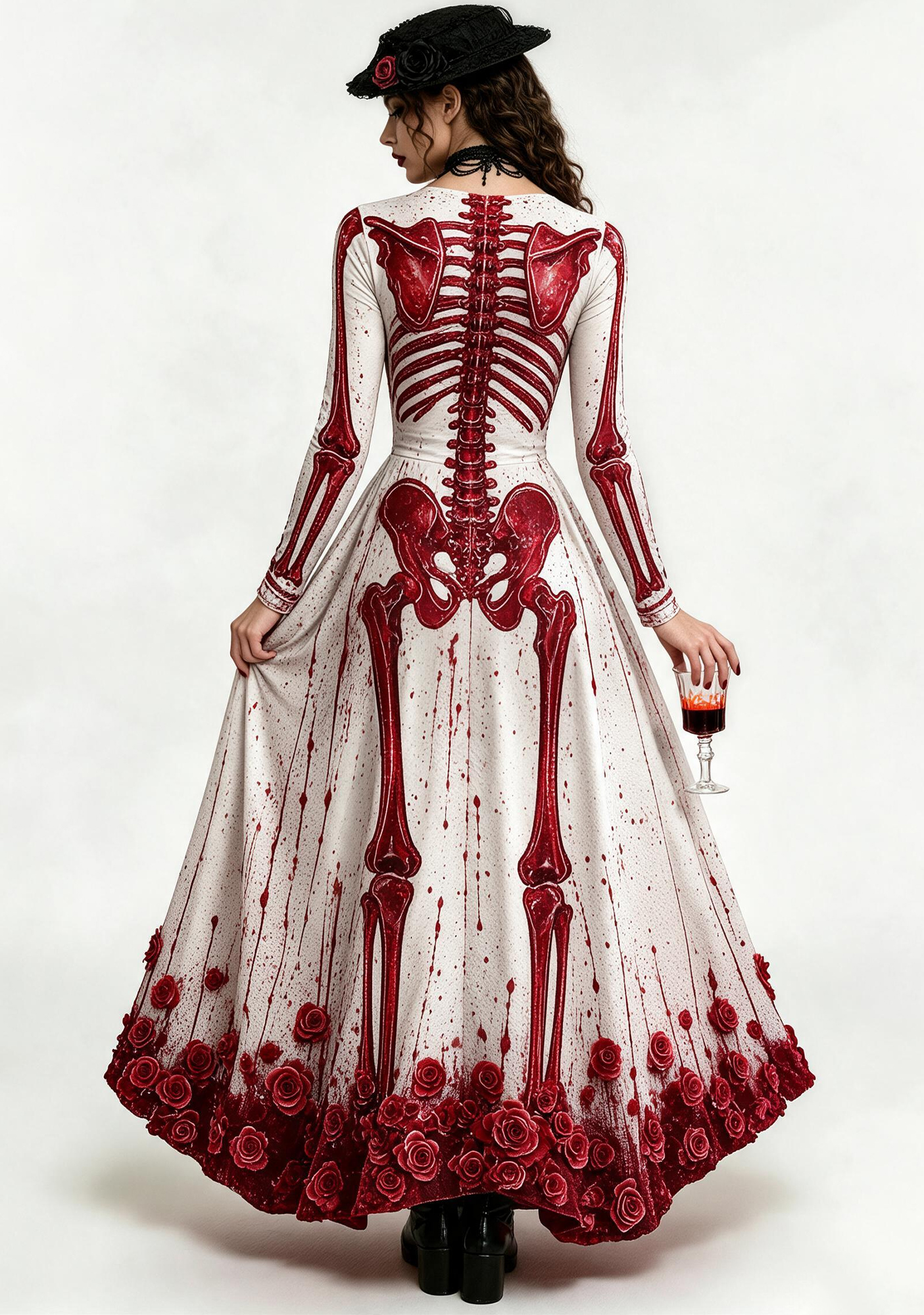 Bloody Skeleton Rose Halloween Gown