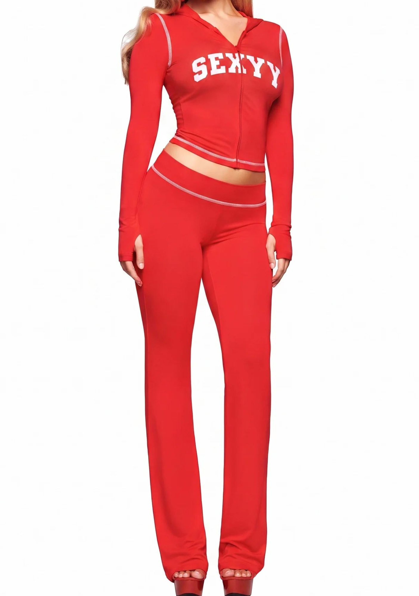 Sexy Baddie Style Slim Fit 2 Piece Y2K Zip Up Set