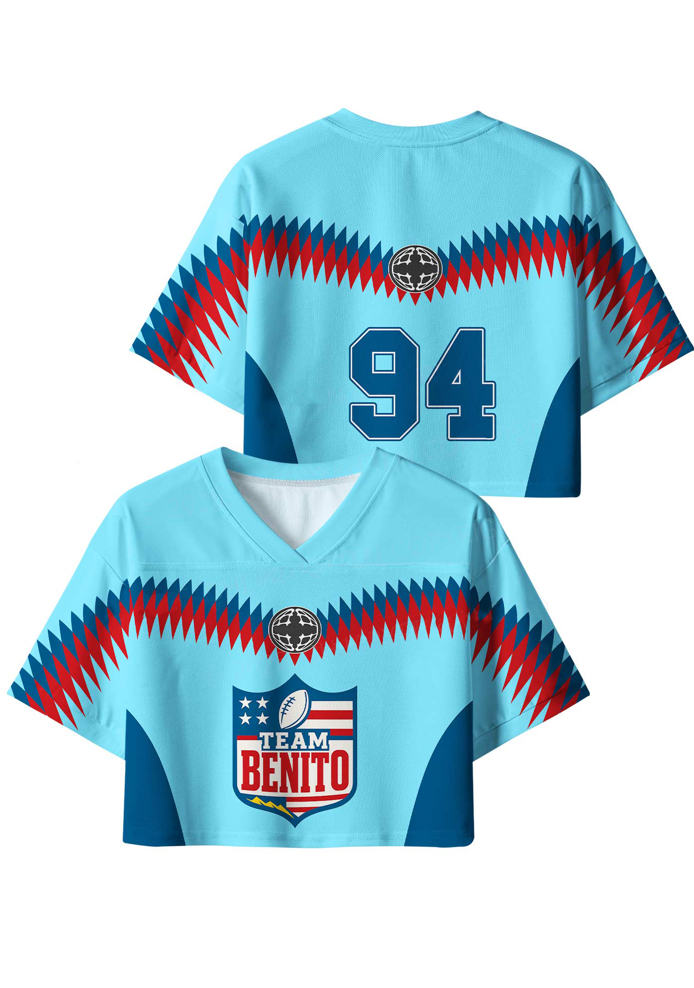 Blue Team Bunny Y2K Crop Sport Jersey Shirts