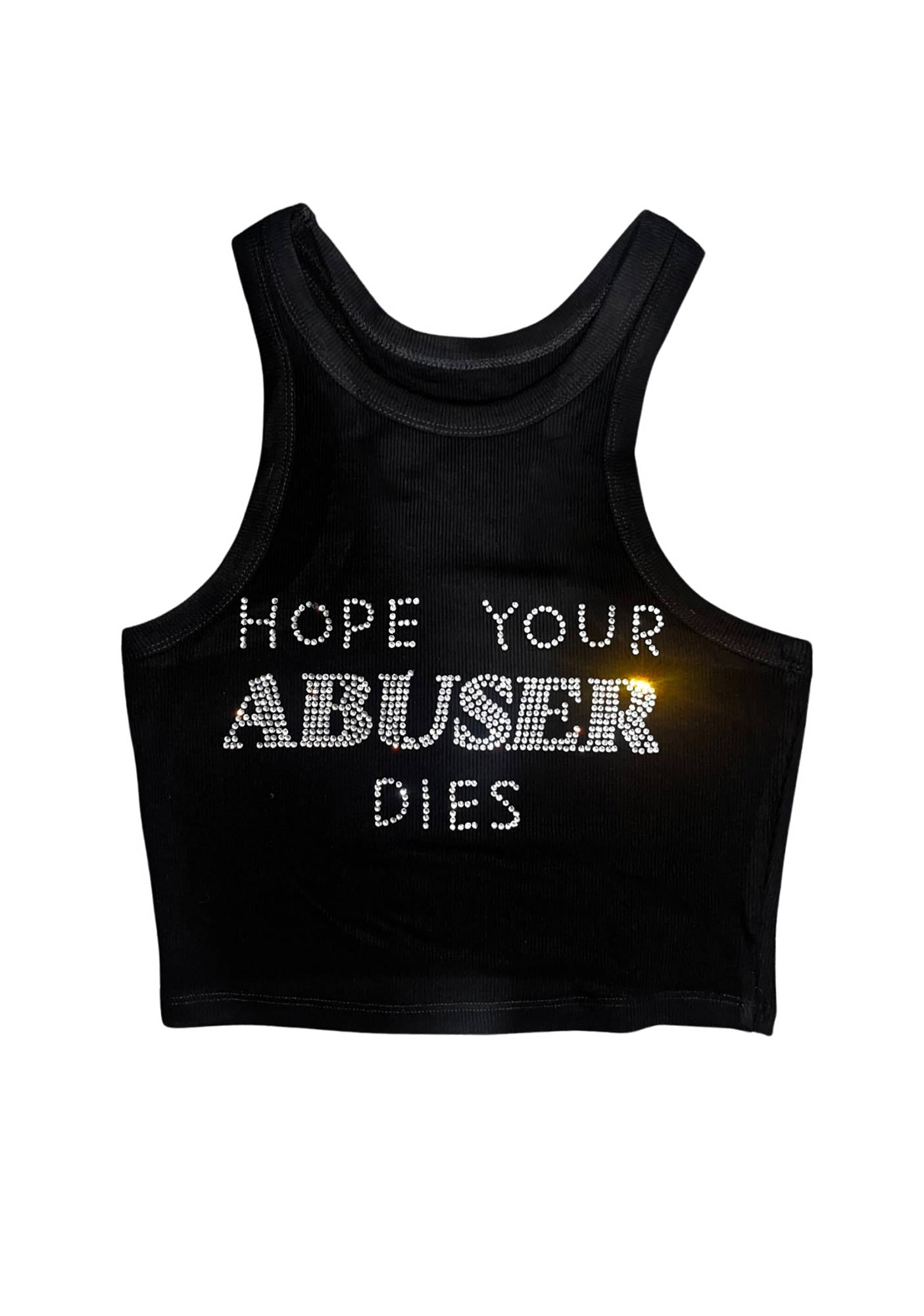 Hope Your Abuser Dies Y2K Crop Tank Top