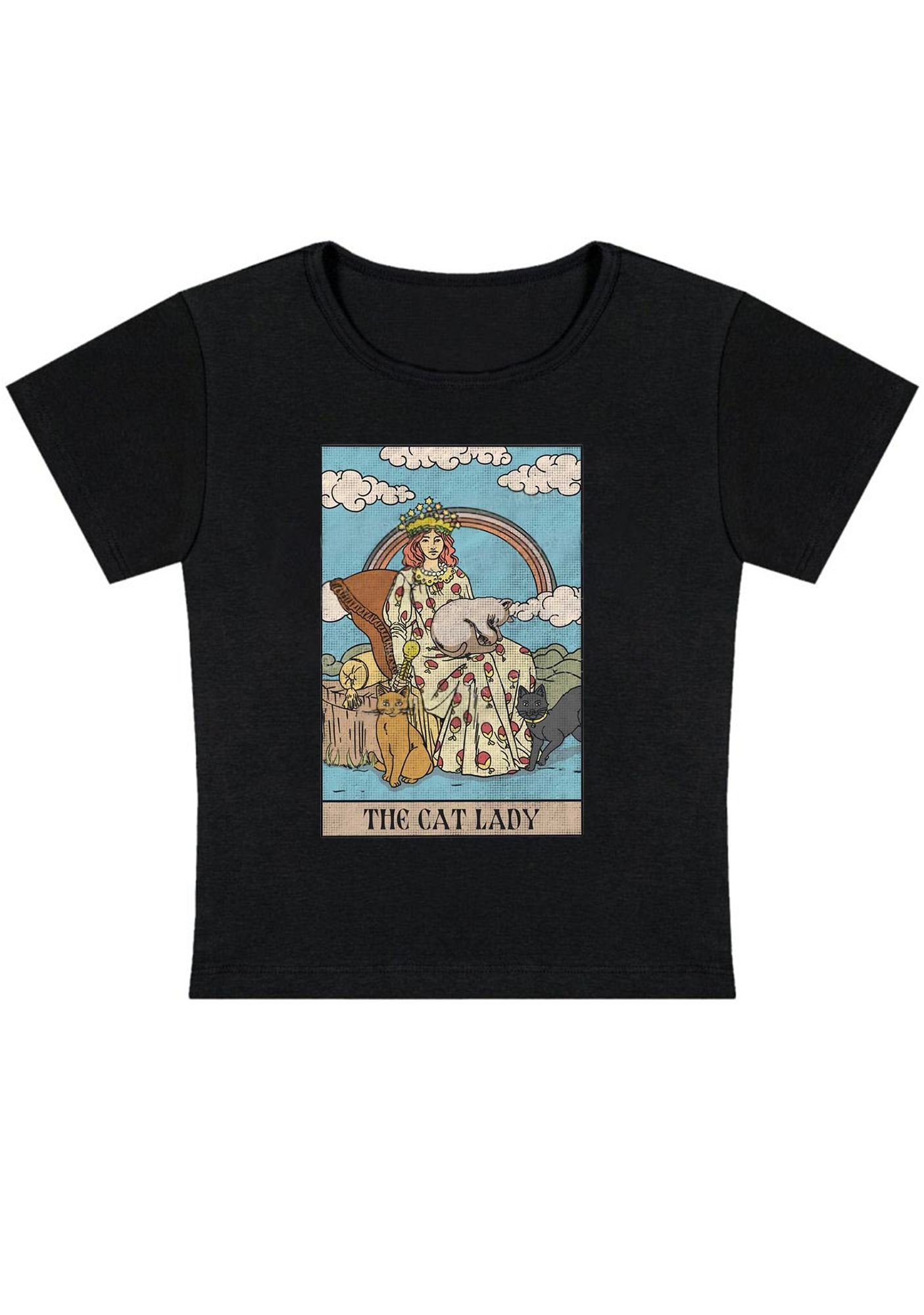 The Cat Lady Y2K Baby Tee