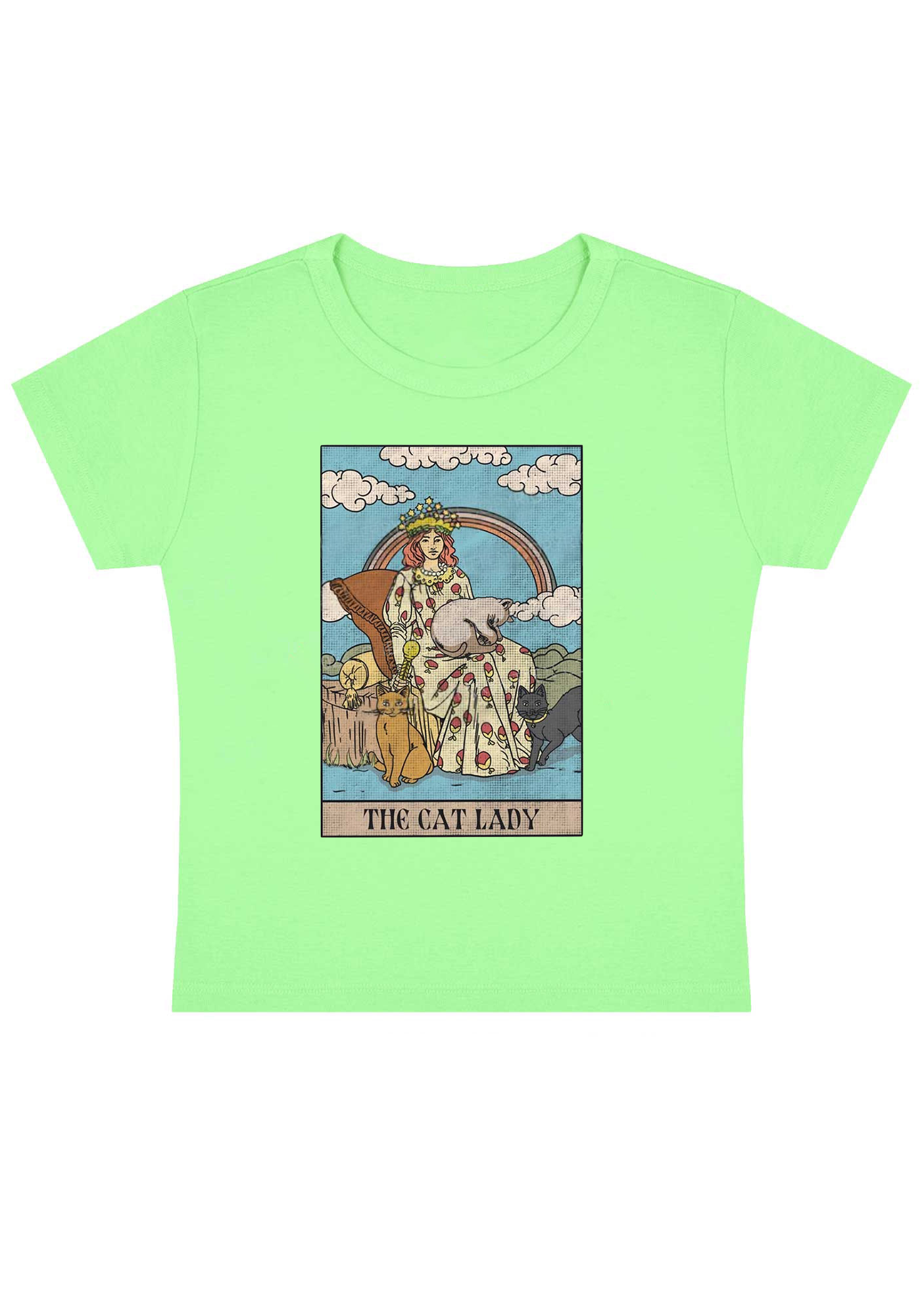 The Cat Lady Y2K Baby Tee