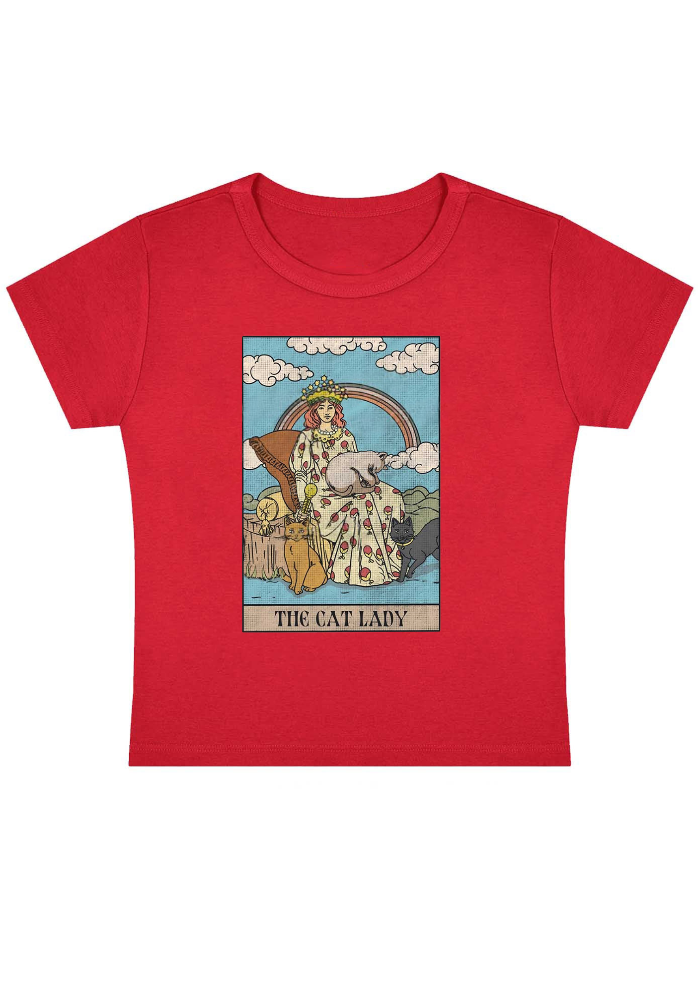 The Cat Lady Y2K Baby Tee