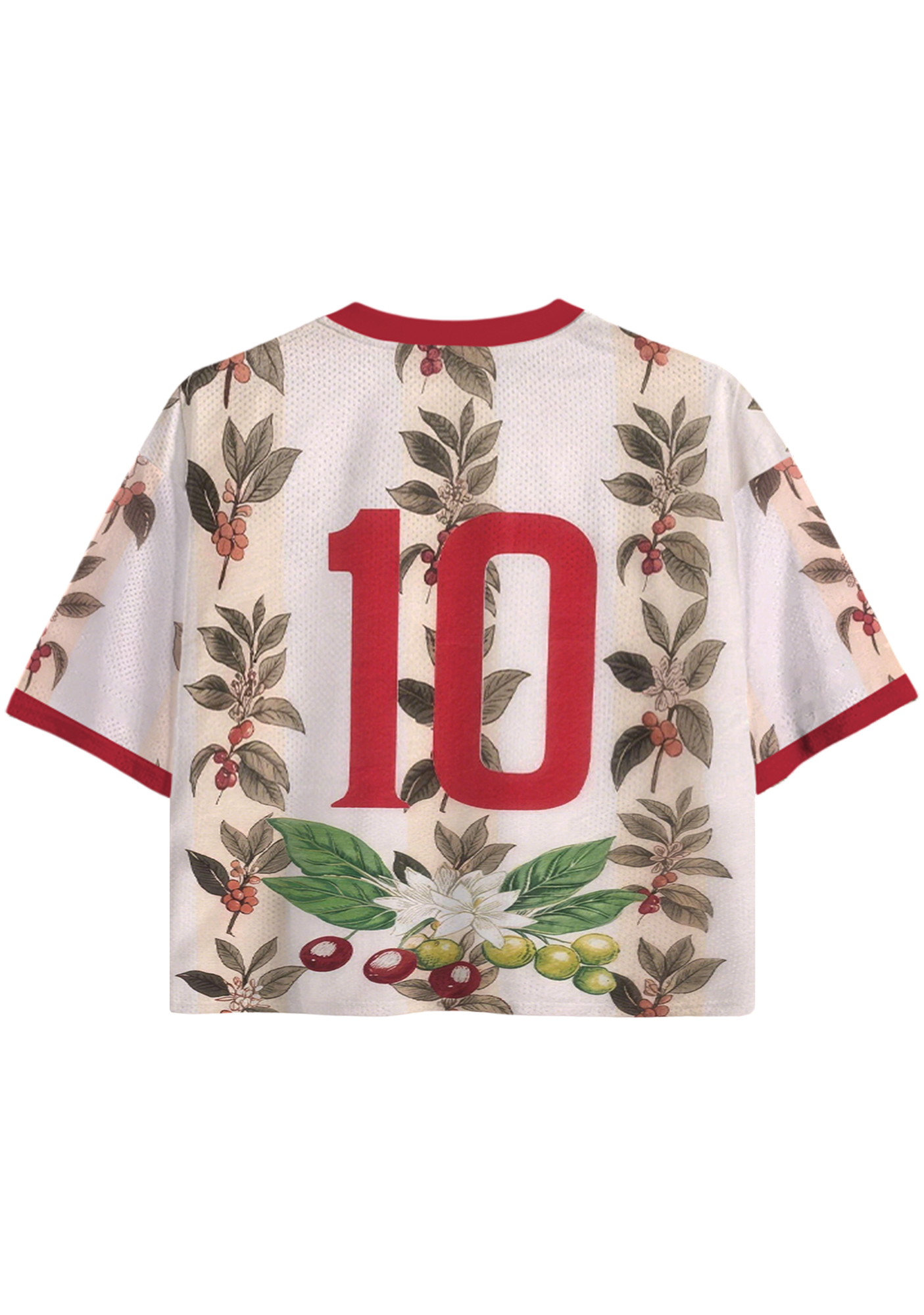 Colombian Coffee Tree Print Cropped Jersey Shirt