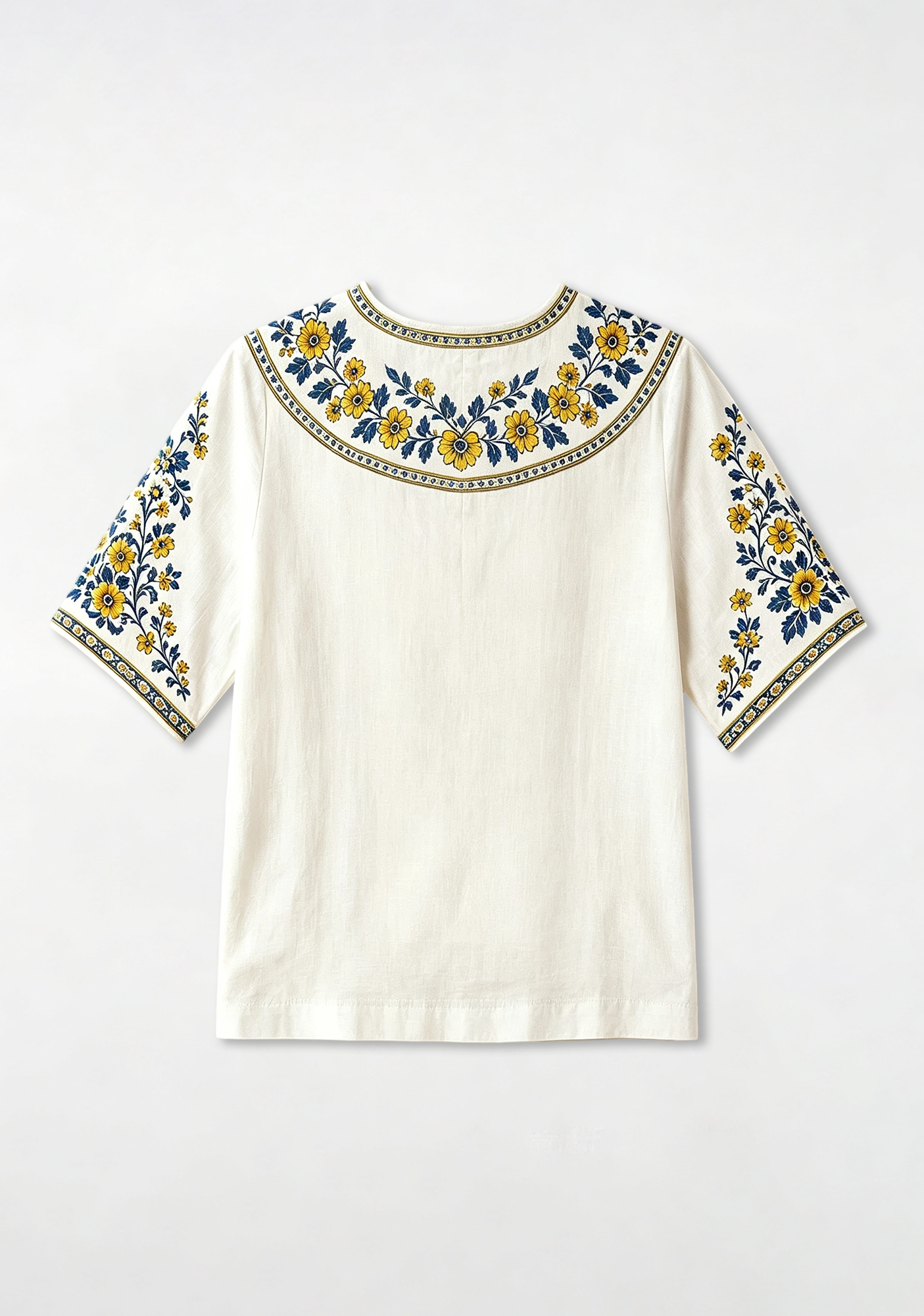 Boho Floral Border Leeds United V-Neck Blouse
