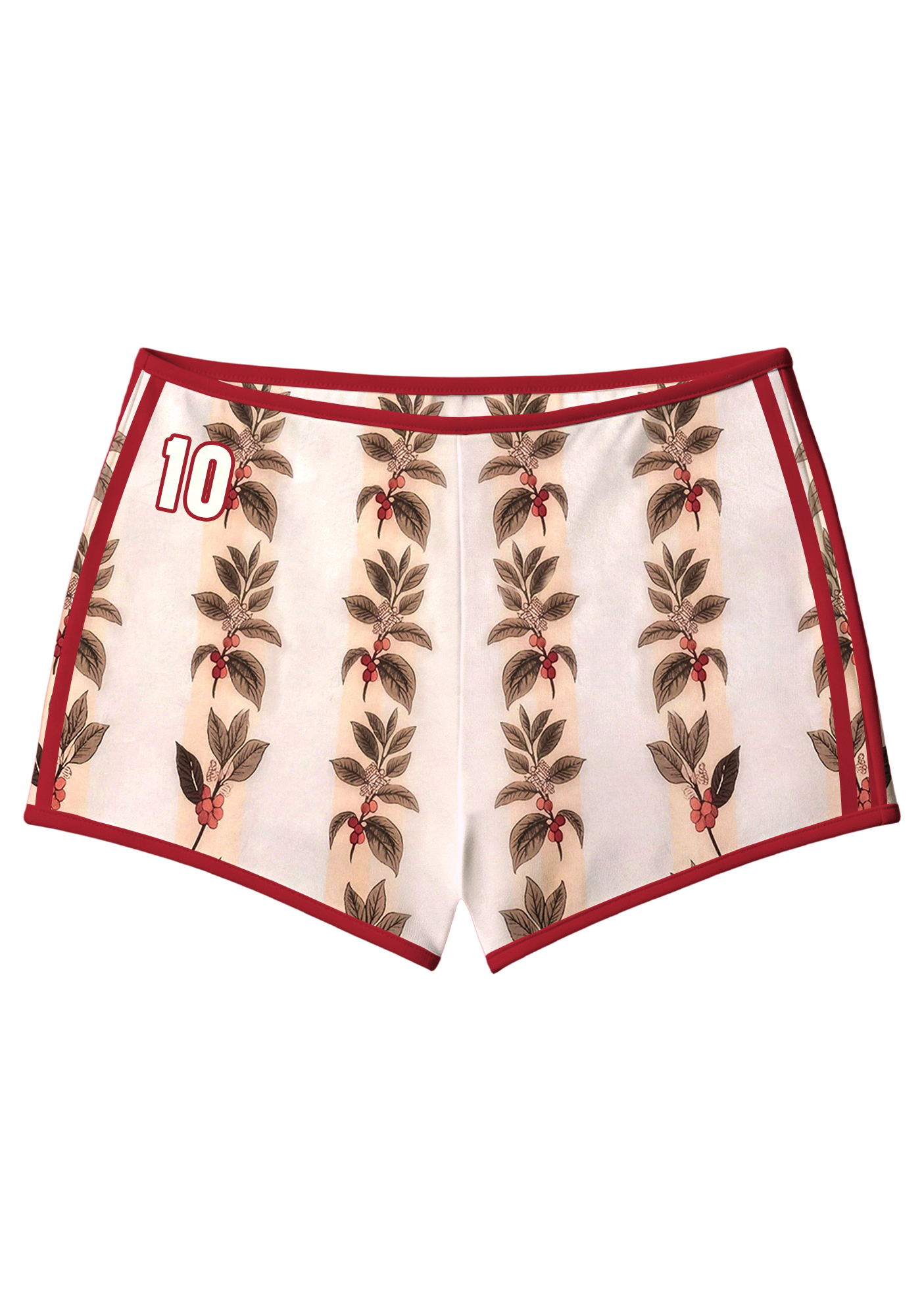 Coffee Plant Print Athletic Booty Shorts