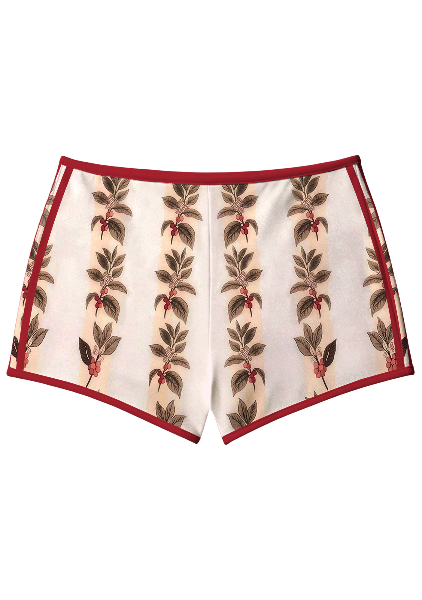 Coffee Plant Print Athletic Booty Shorts