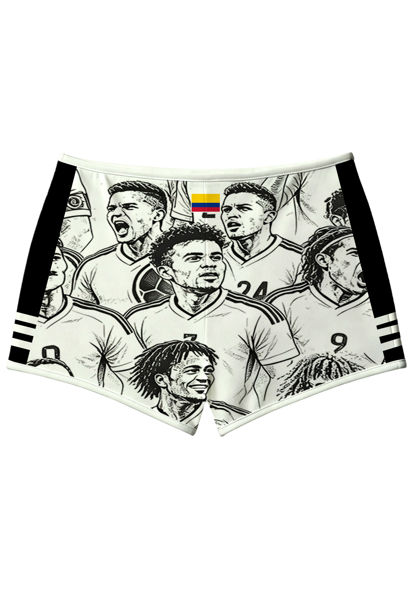 Colombia Football Players Sketch Booty Shorts