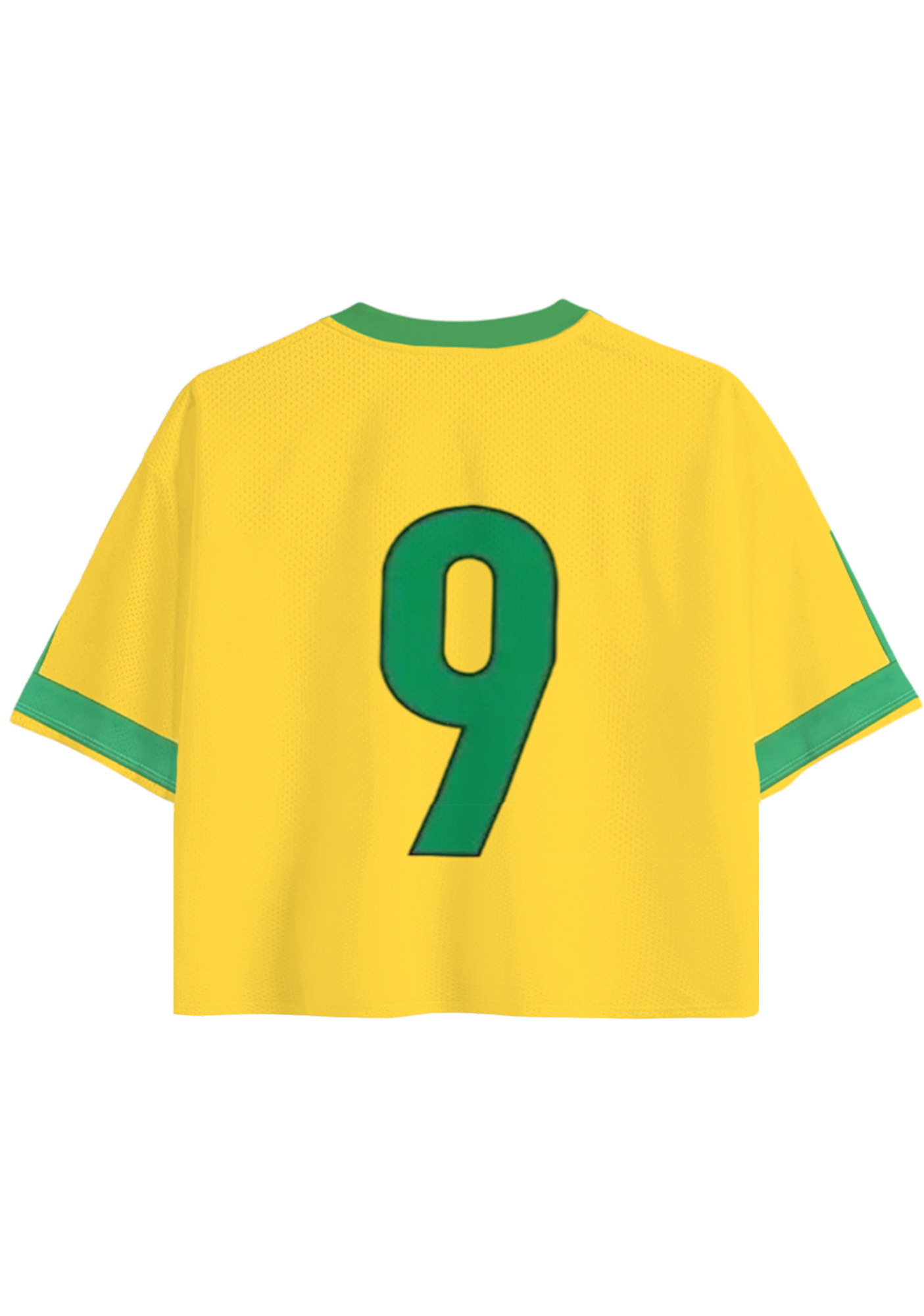 Vintage Yellow & Green Brazil #9 Cropped Mesh Jersey Shirt