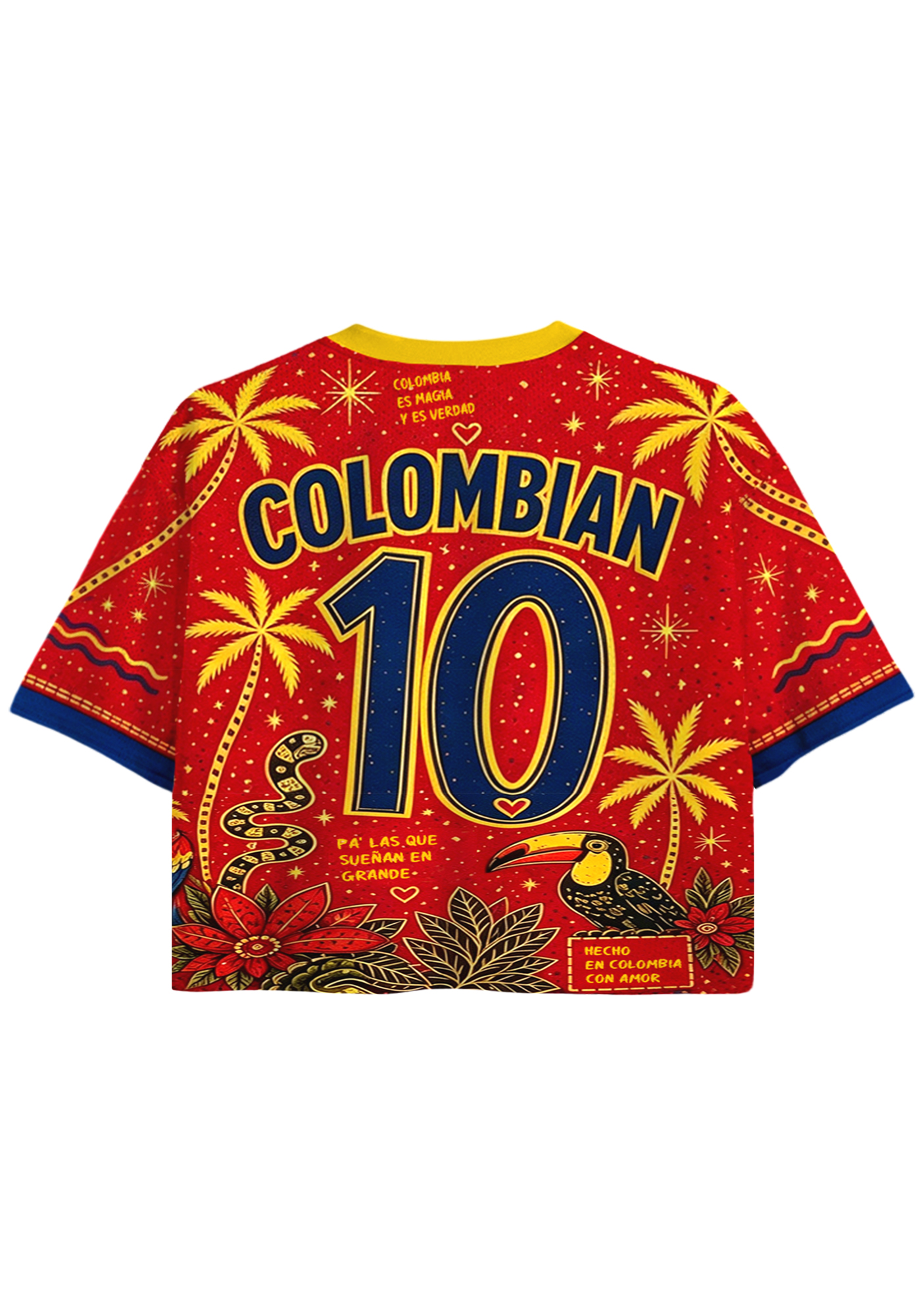 Colombia Culture All Over Print Red Cropped Jersey Shirt
