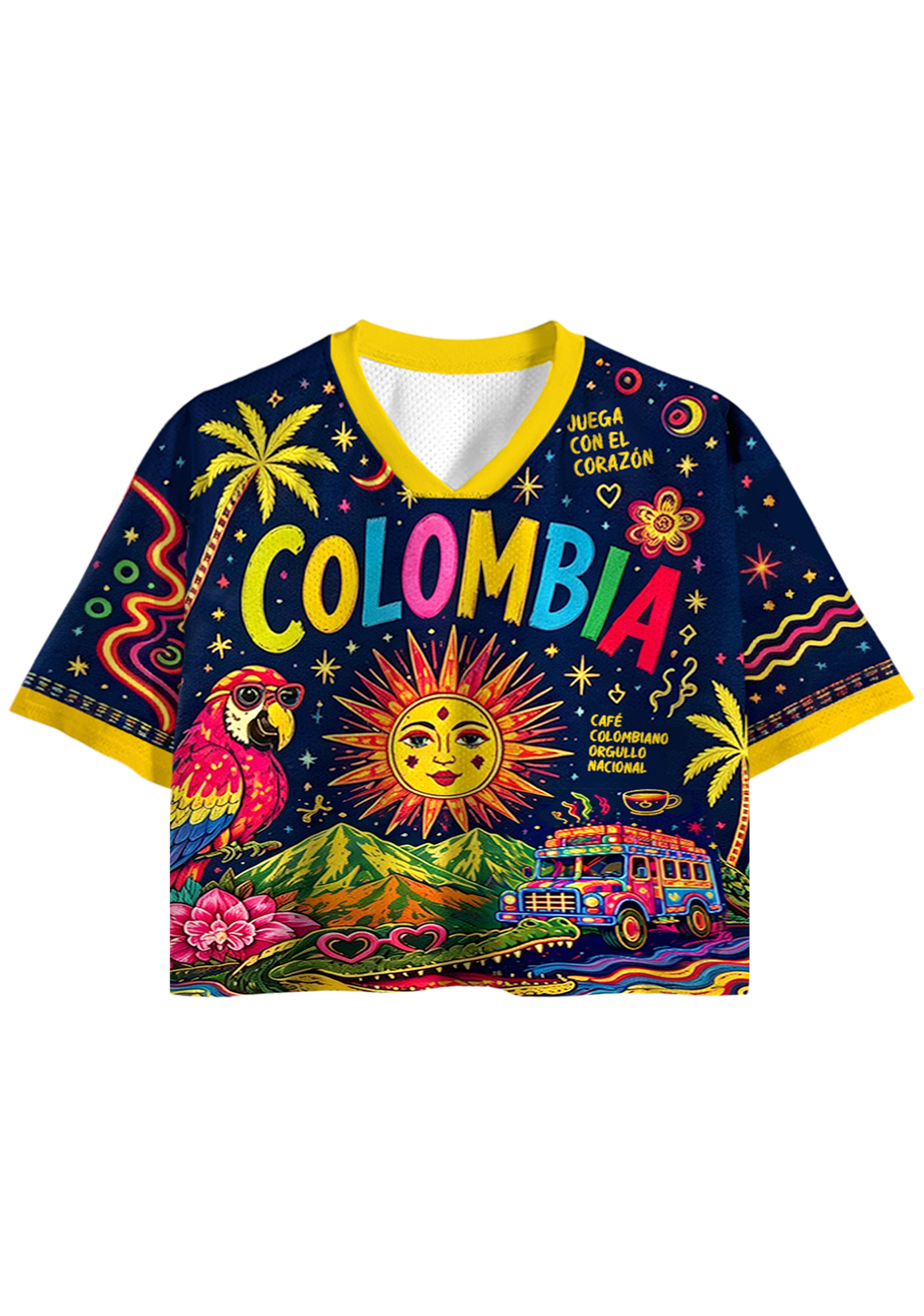 Colorful Colombia Culture Cropped Jersey Shirt