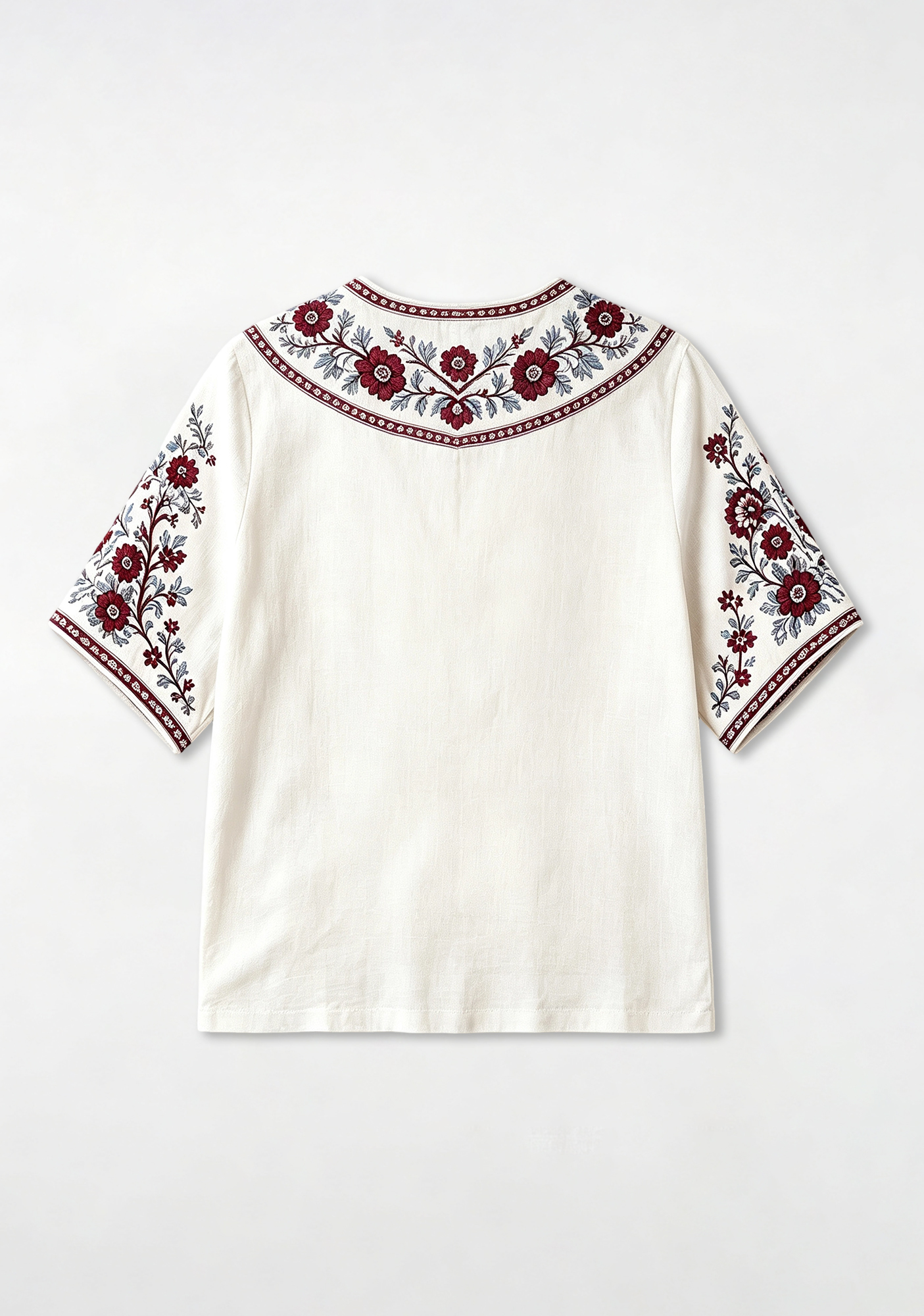 Boho Floral Border Aston Villa V-Neck Blouse