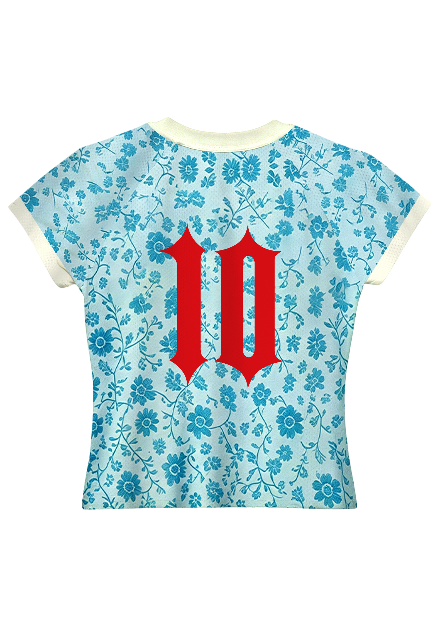 Light Blue Floral Colombia Script Baby Tee