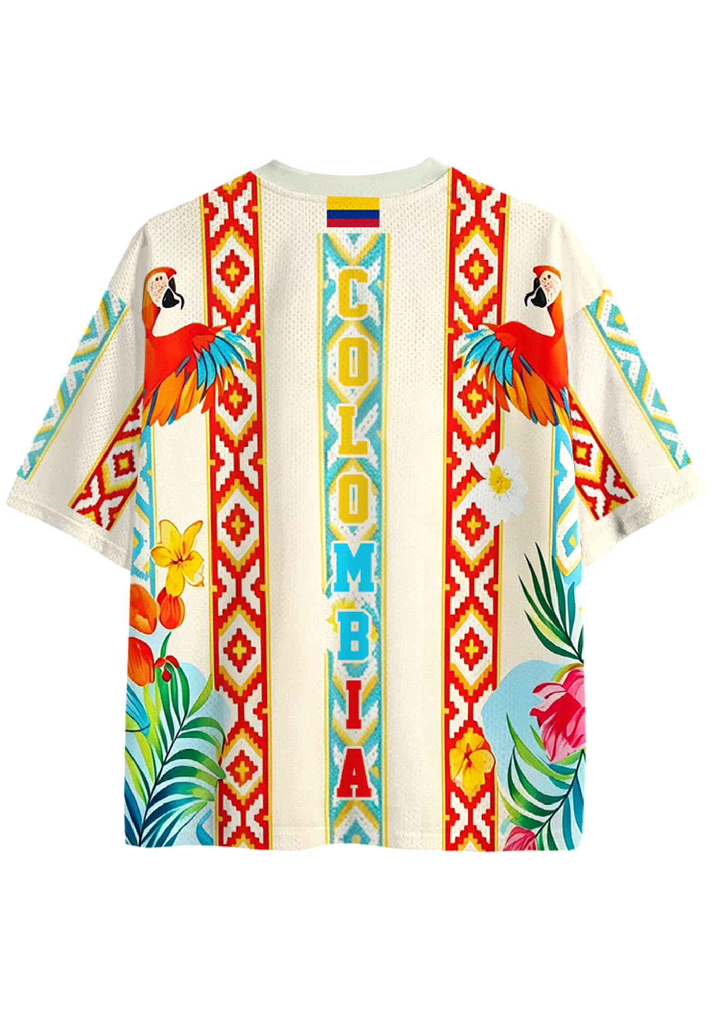 Tropical Floral Tribal Colombia Mesh Jersey Shirts