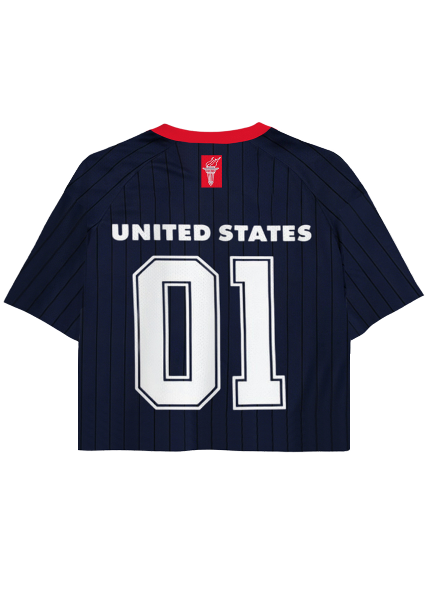 Retro USA Flag Striped Cropped Mesh Jersey Shirt