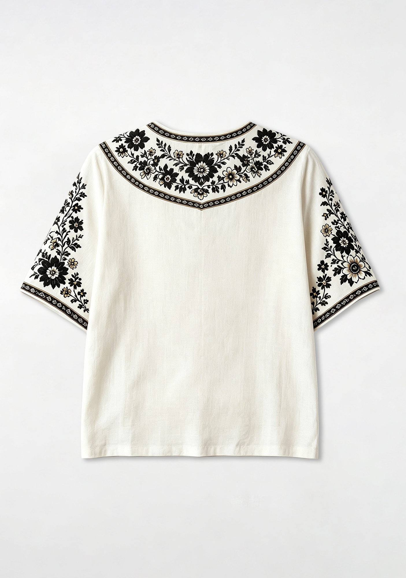 Boho Floral Border Newcastle United V-Neck Blouse