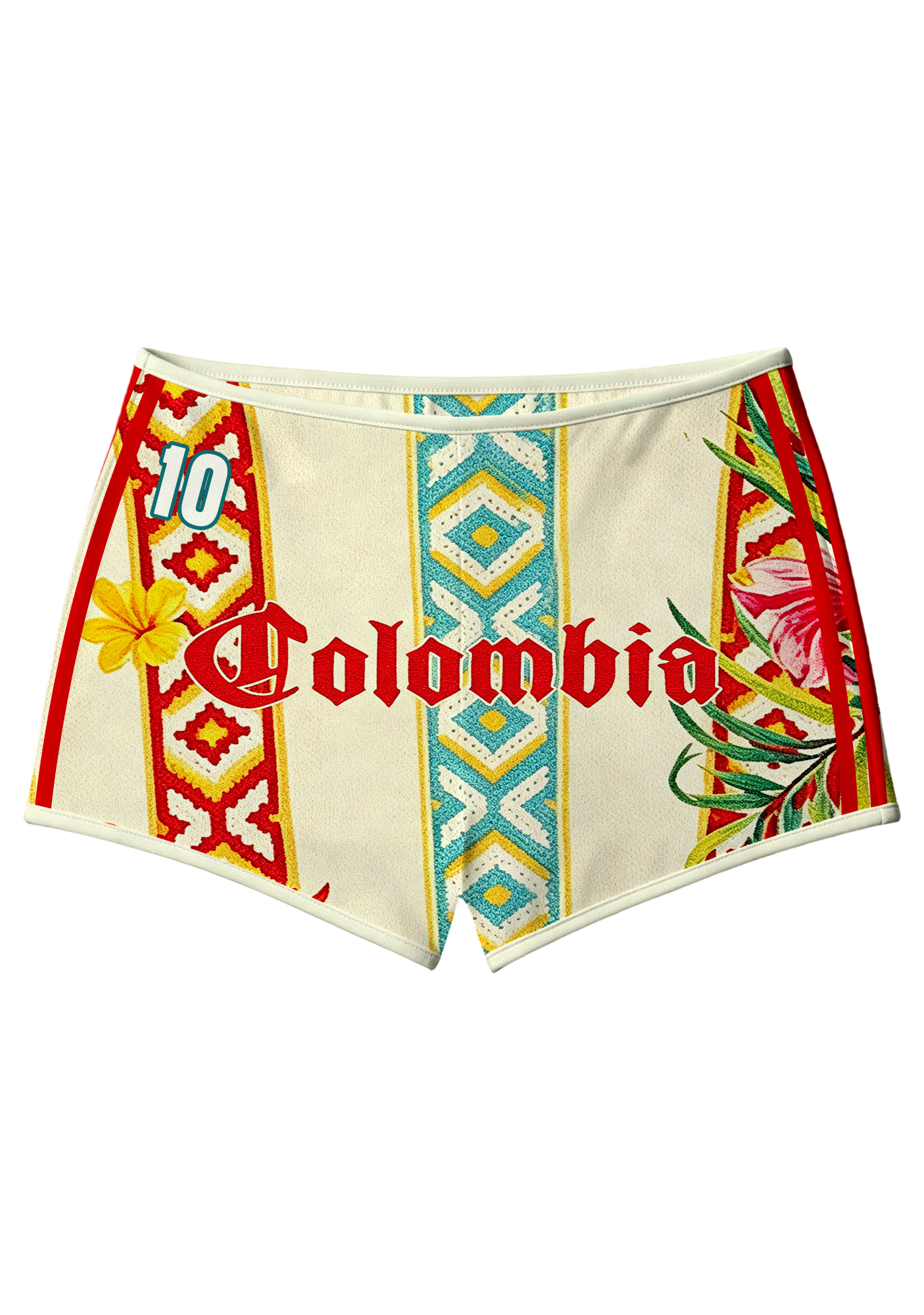 Tropical Floral Tribal Colombia Booty Shorts