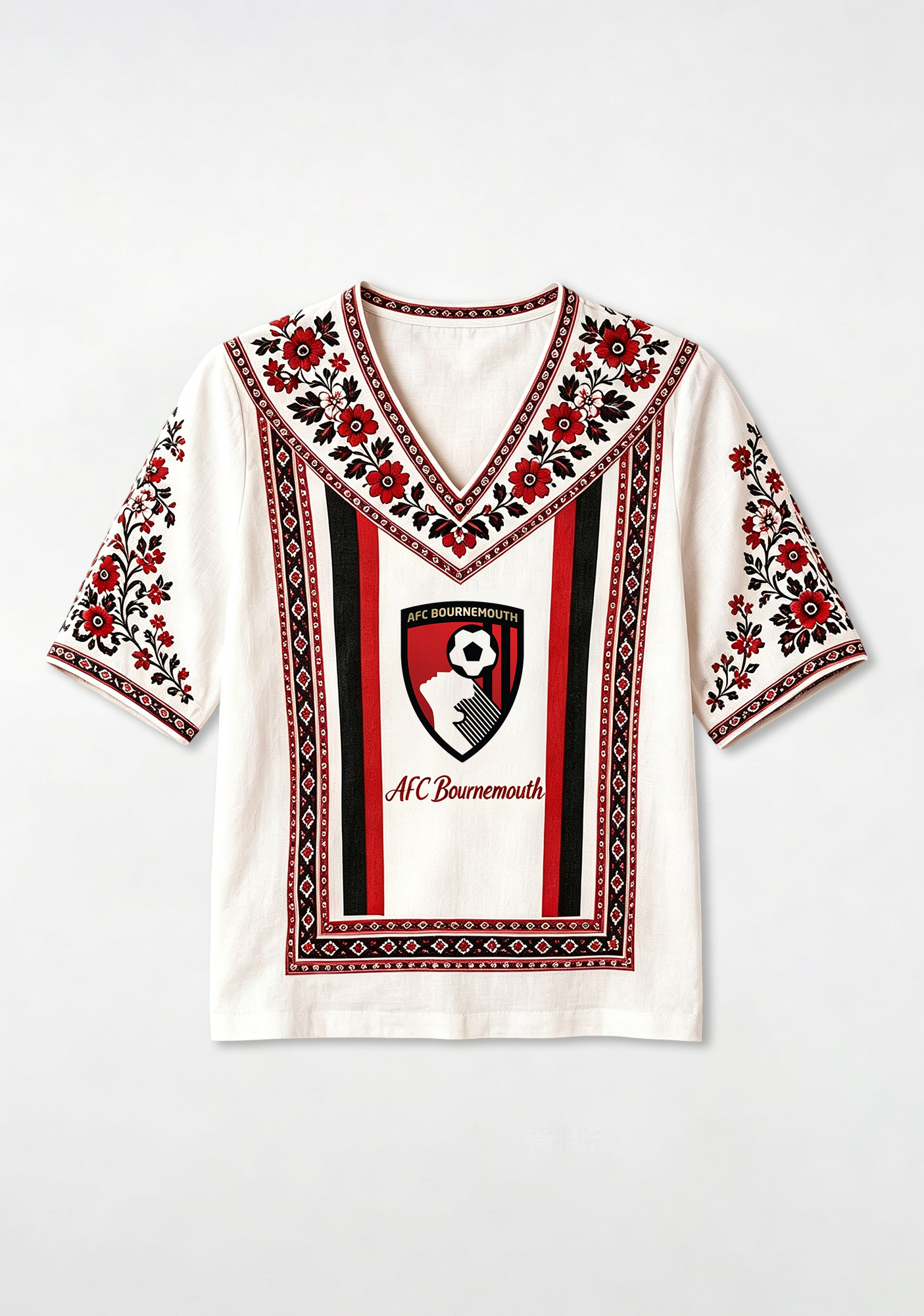 Boho Bournemouth Ethnic Floral V-Neck Blouse