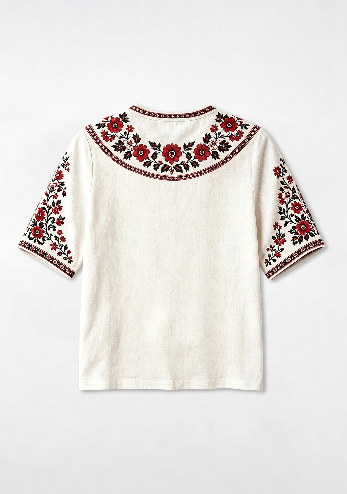 Boho Bournemouth Ethnic Floral V-Neck Blouse