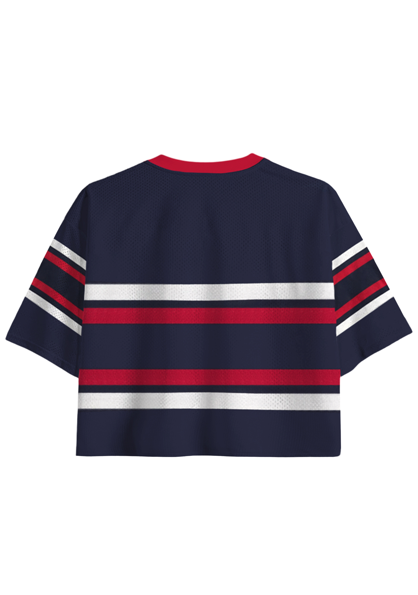 Navy Red Striped USA Cropped Mesh Jersey Shirt