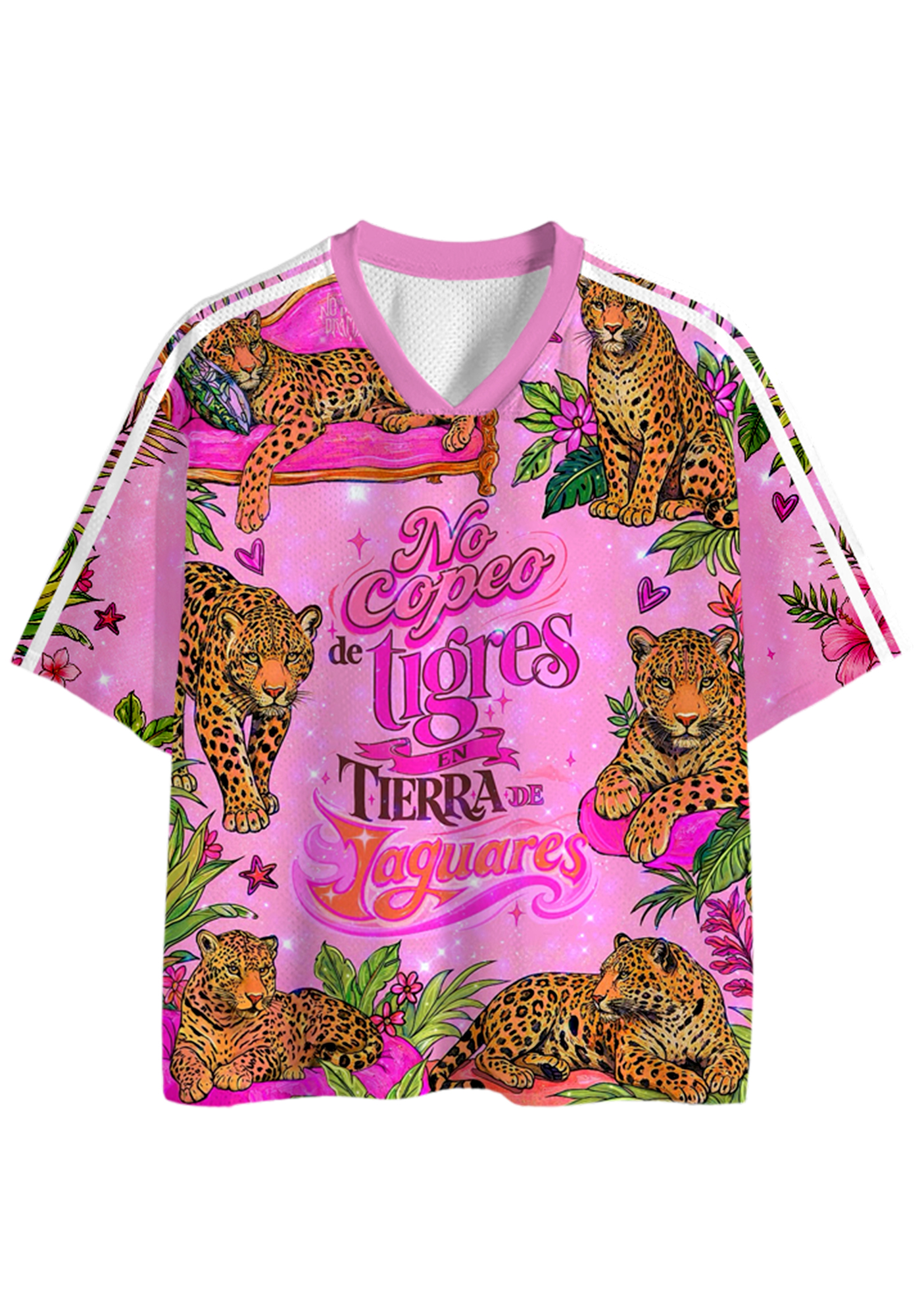 Pink Jaguar Tropical Print No Copeo De Tigres Mesh Jersey Shirts