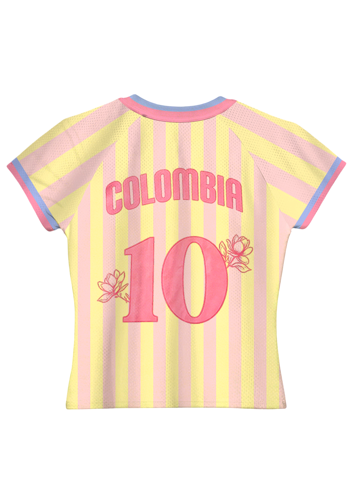 Pastel Pink Yellow Striped Colombia Baby Tee