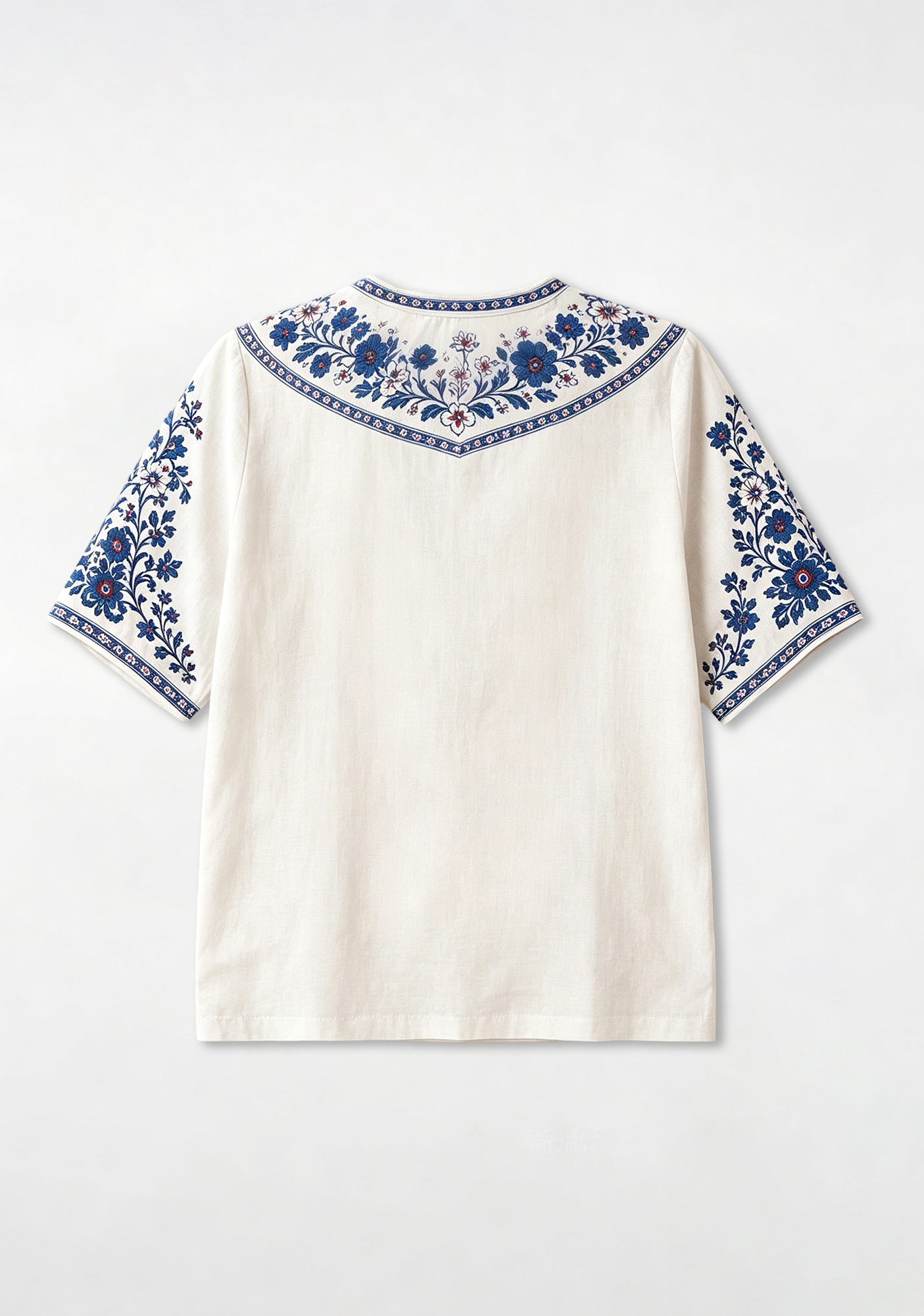 Boho Ipswich Town Folk Floral V-Neck Blouse