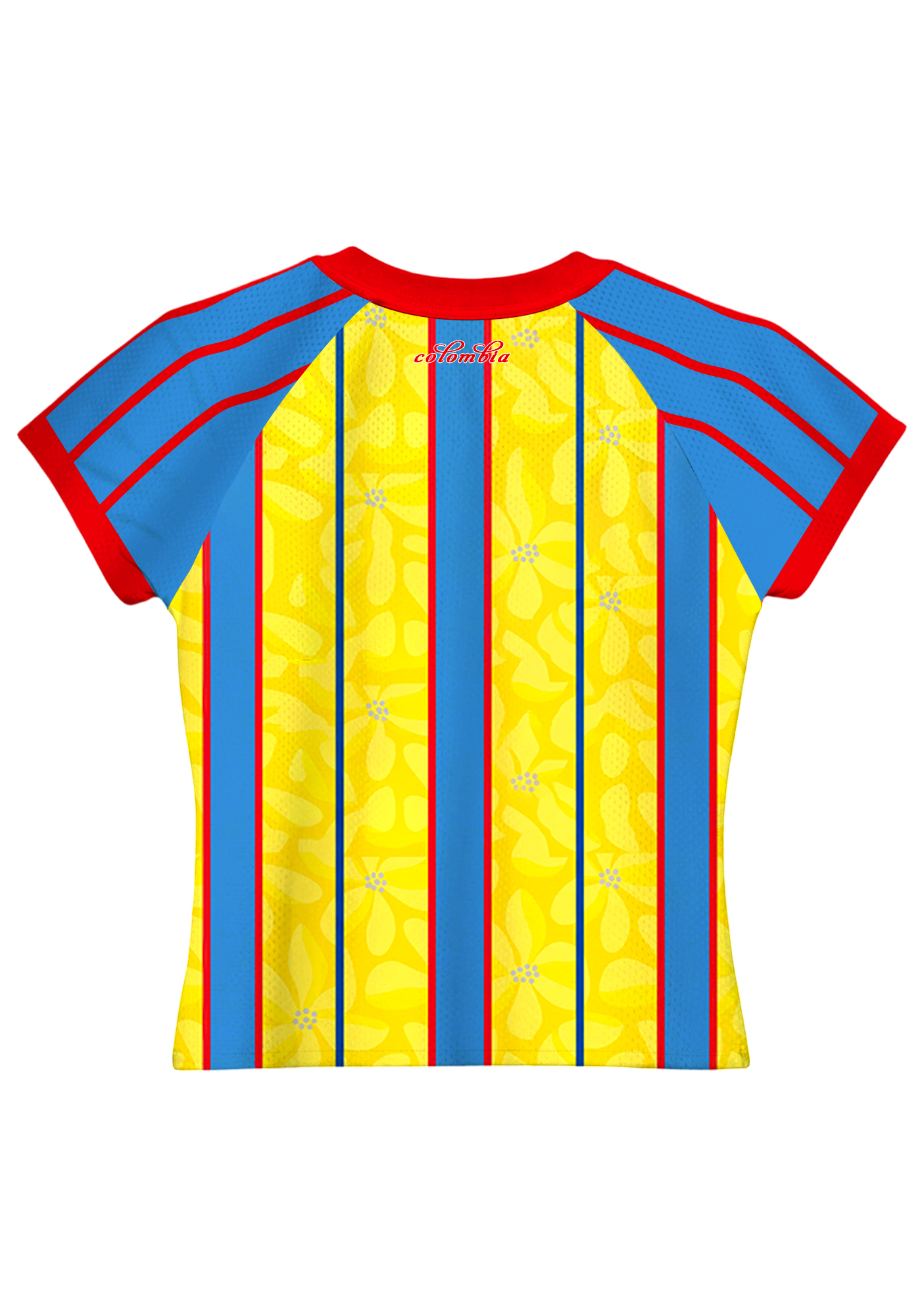 Red Trim Colombia Floral Stripe Baby Tee