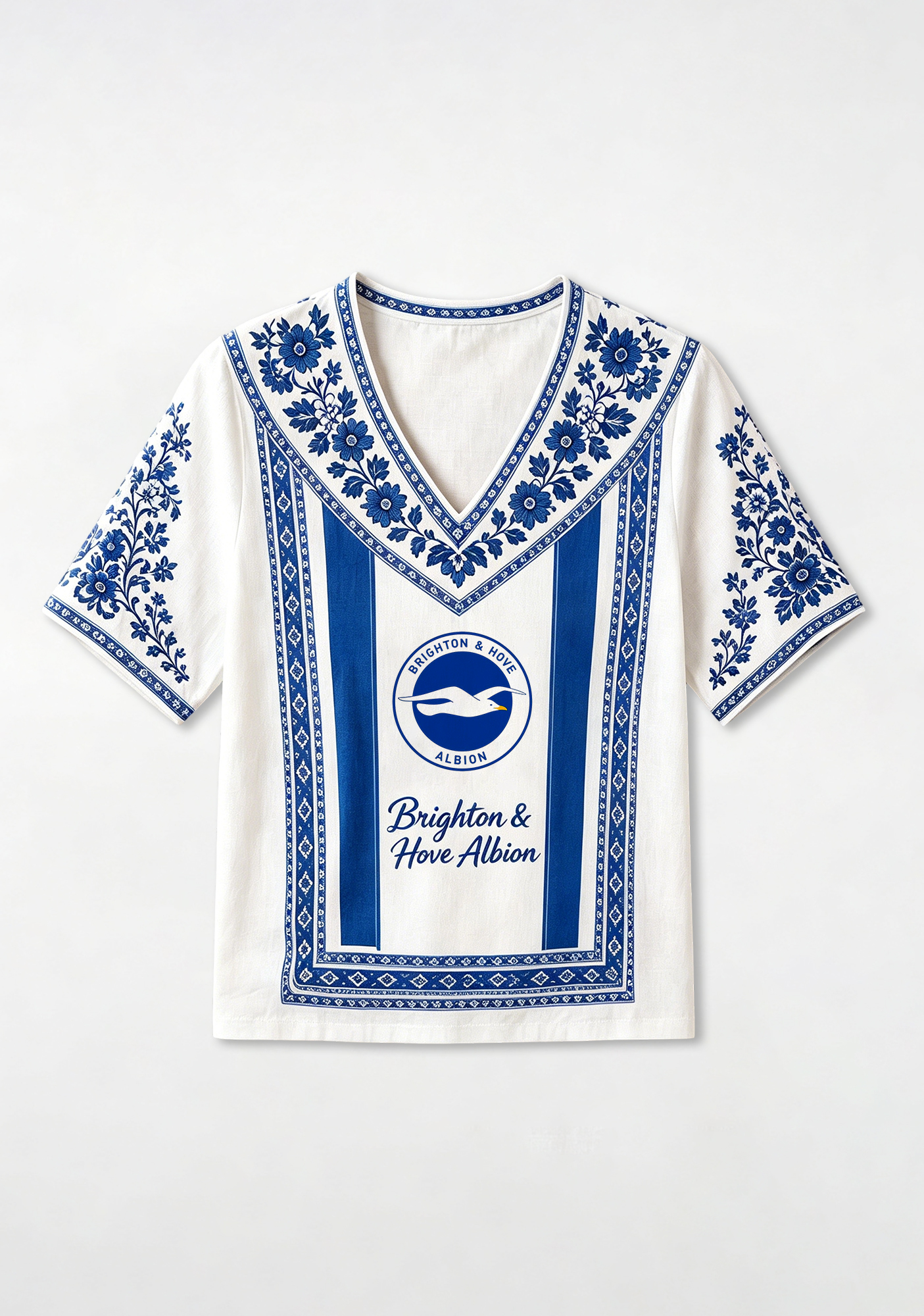 Boho Brighton & Hove Albion Crest Floral V-Neck Blouse