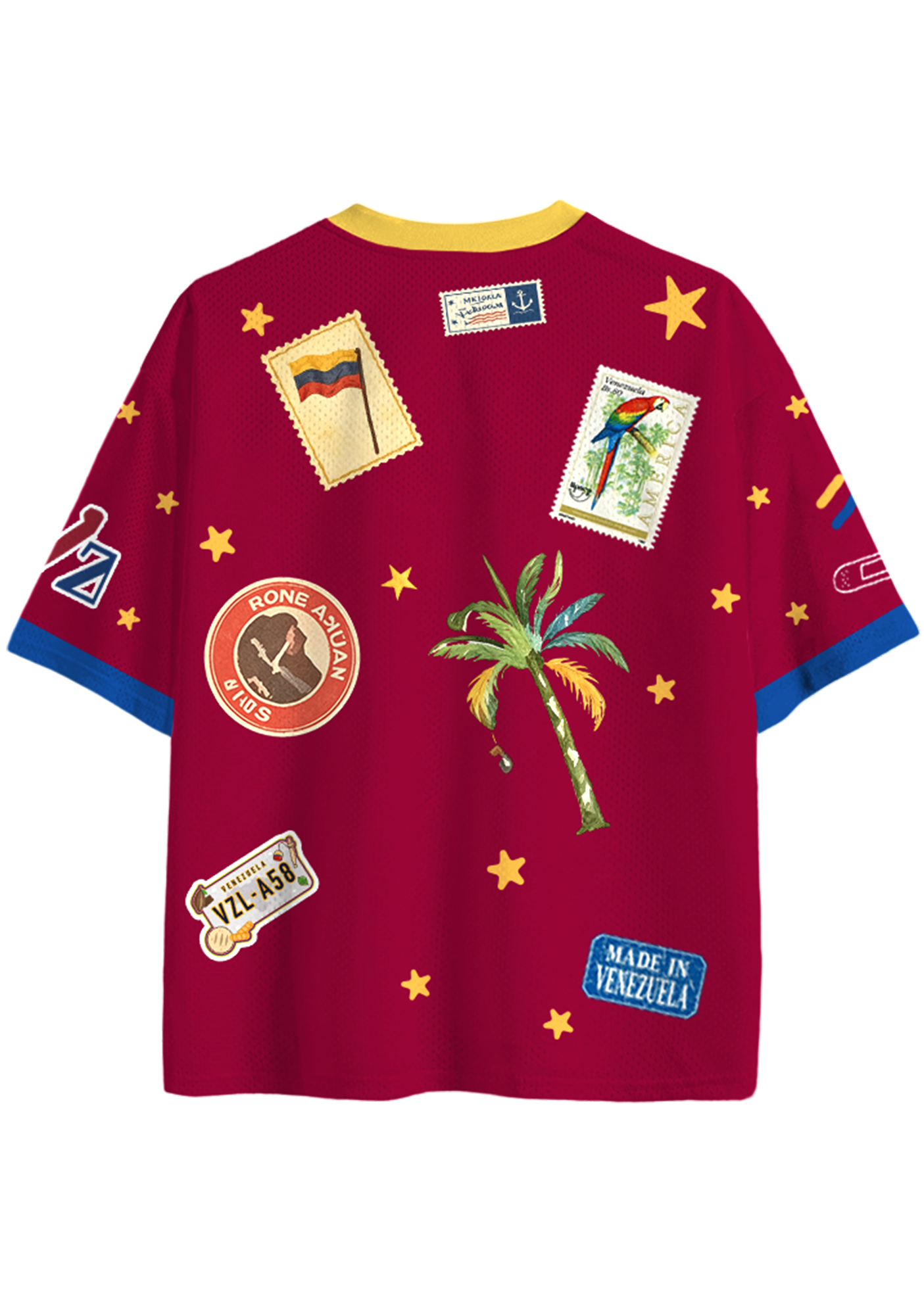 Venezuela Orchid Star Print Mesh Jersey Shirts