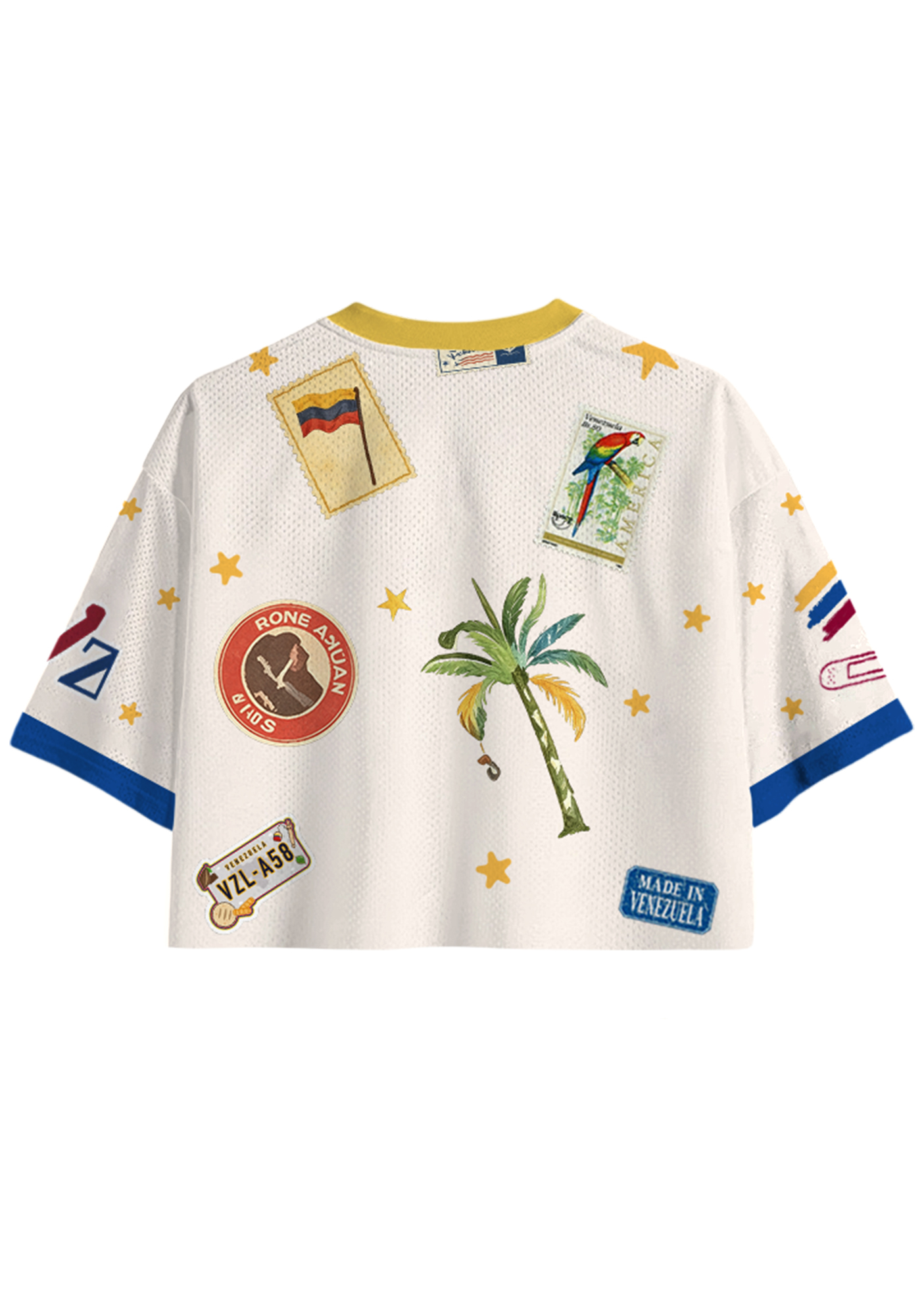 Venezuela National Orchid Yellow Star Tree Bird Stamp Cropped Jersey Shirt