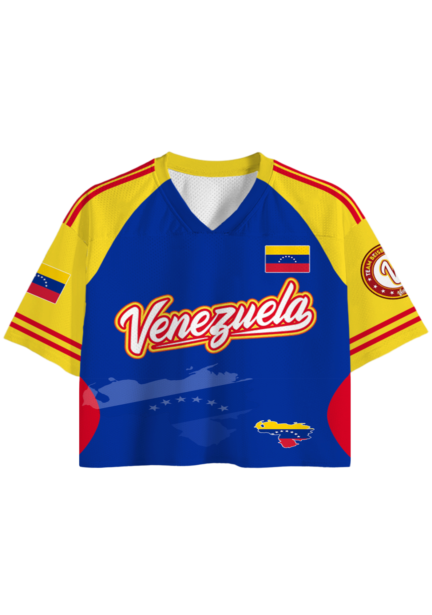 Venezuela National Flag Map Graphic Cropped Jersey Shirt